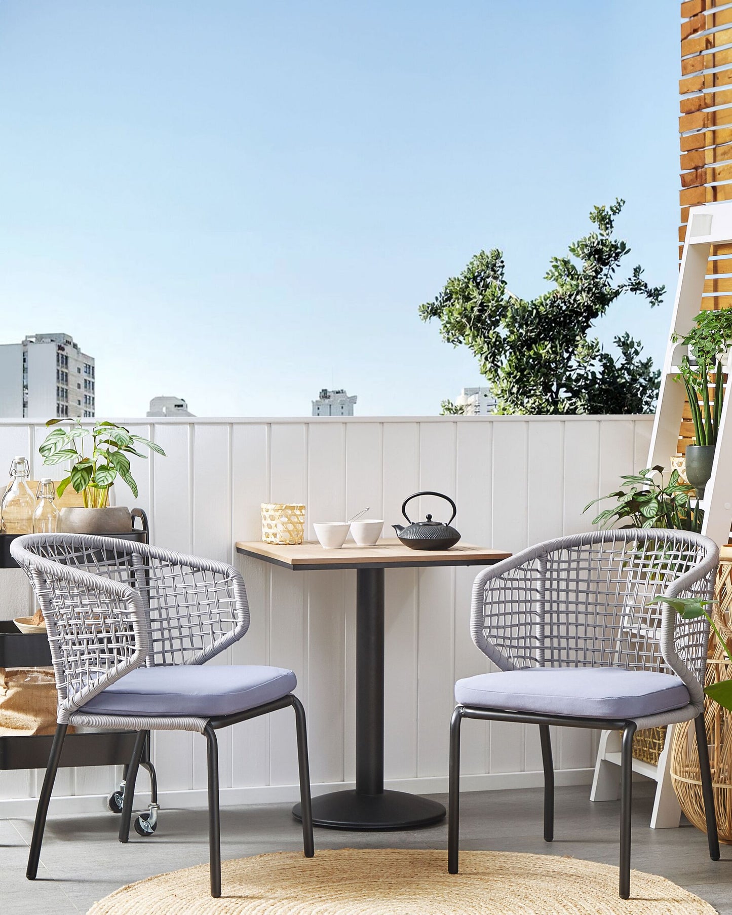 Set of 2 Garden Chairs with Cushions PALMI Metal Grey