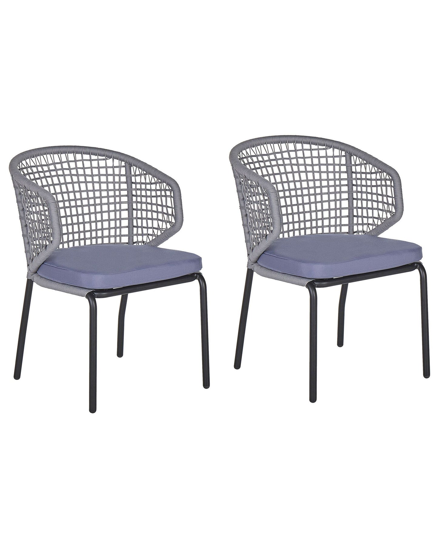 Set of 2 Garden Chairs with Cushions PALMI Metal Grey