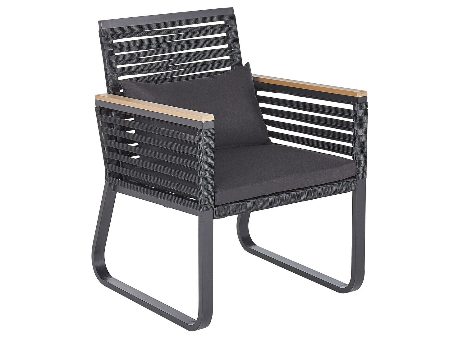 Garden Dining Set 4 Seater CANETTO with Cushions Metal Black