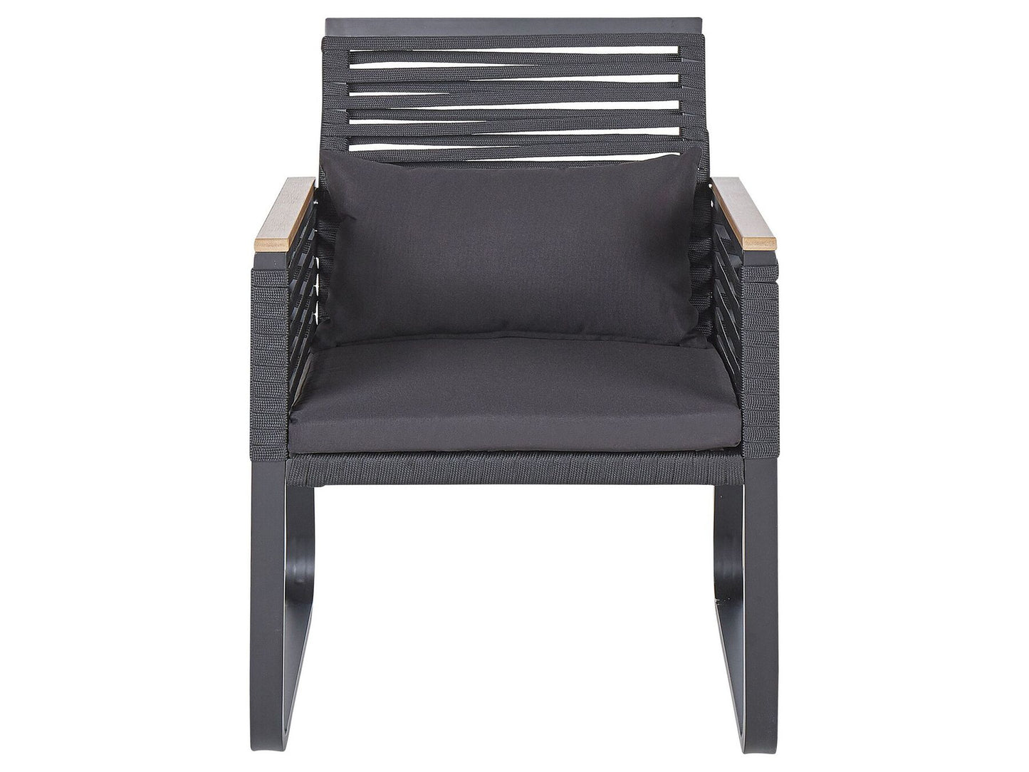 Garden Dining Set 4 Seater CANETTO with Cushions Metal Black