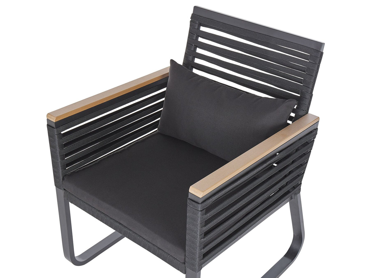 Garden Dining Set 4 Seater CANETTO with Cushions Metal Black