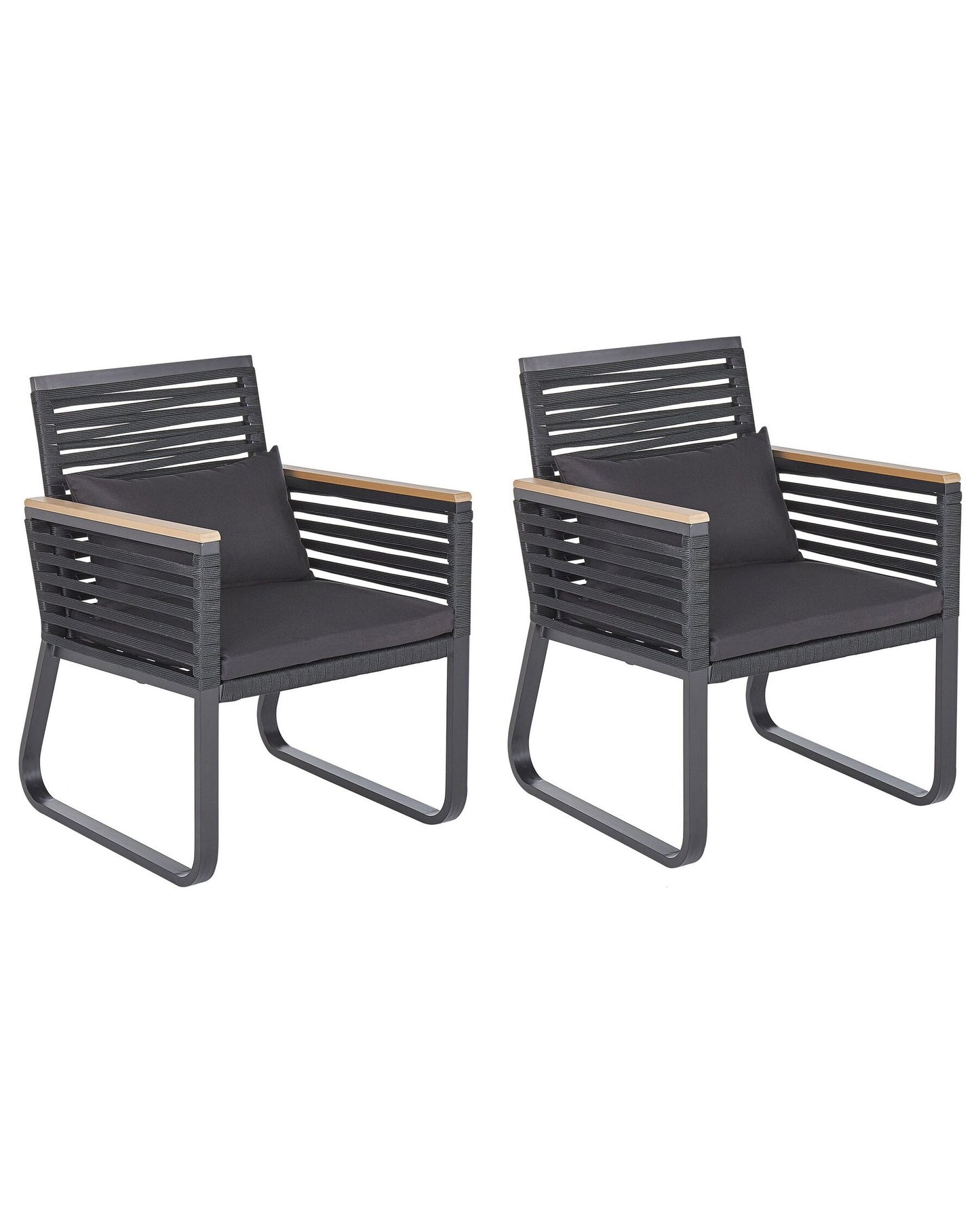 Set of 2 Garden Chairs with Cushions CANETTO Metal Black