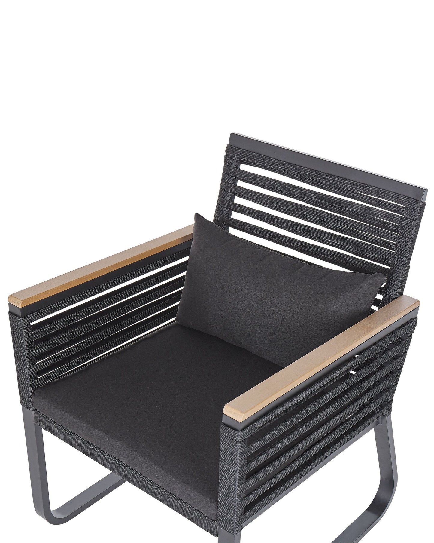 Set of 2 Garden Chairs with Cushions CANETTO Metal Black