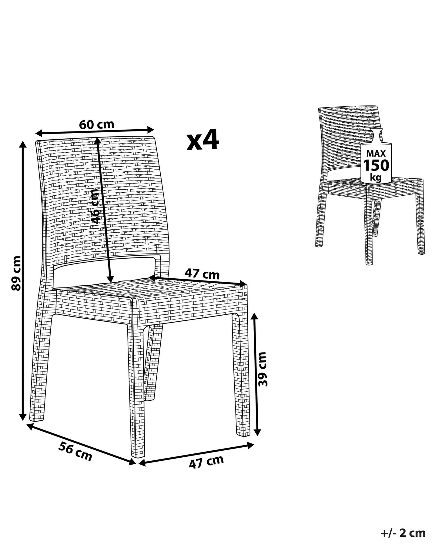 Set of 4 Garden Chairs FOSSANO Synthetic Material White