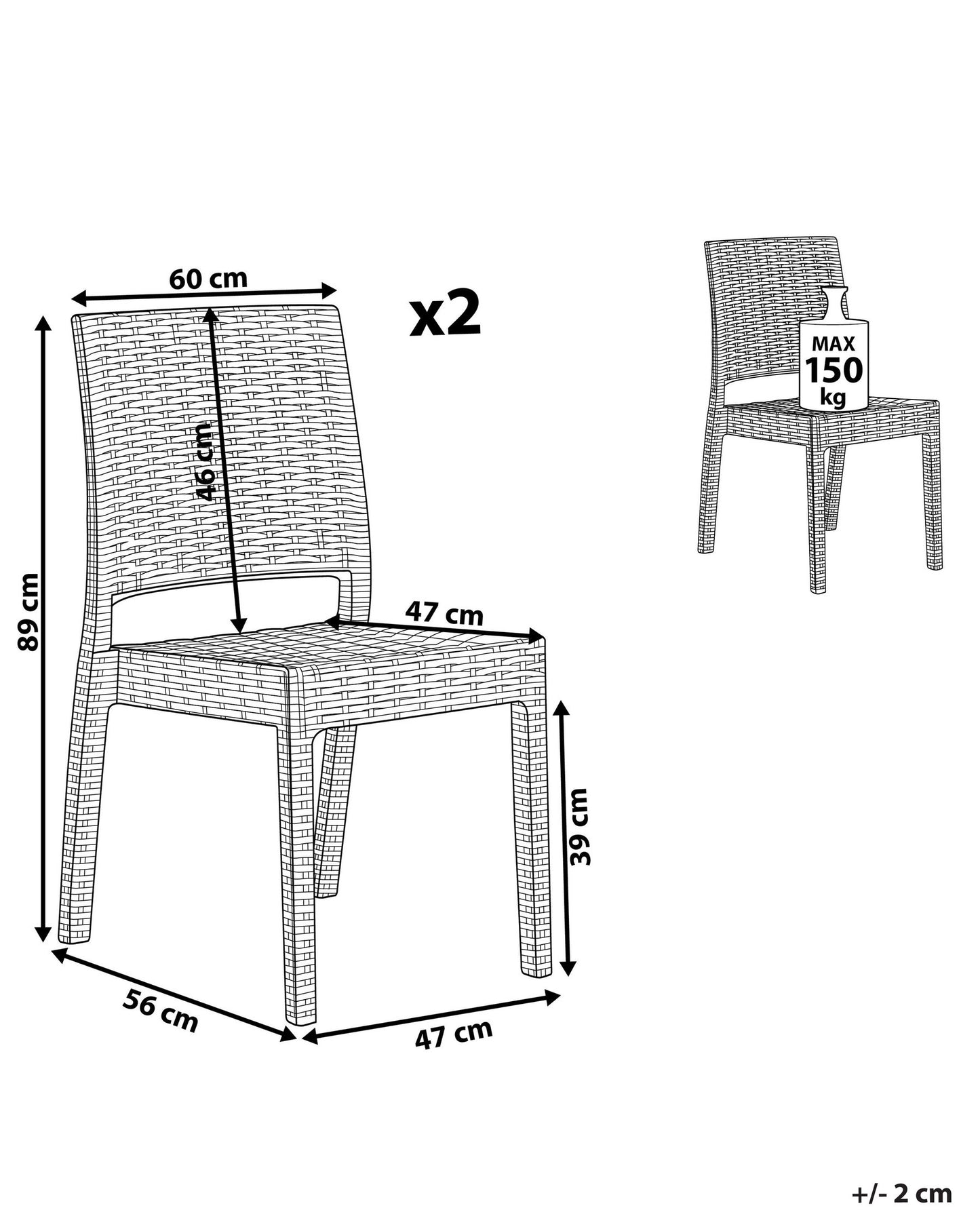 Set of 2 Garden Chairs FOSSANO Synthetic Material White