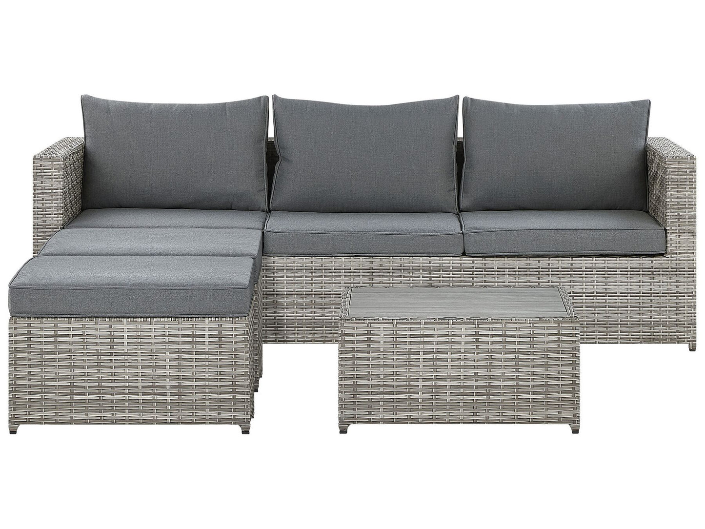 Garden Corner Sofa with Table 5 Seater Left Hand Modular Rattan Light Grey