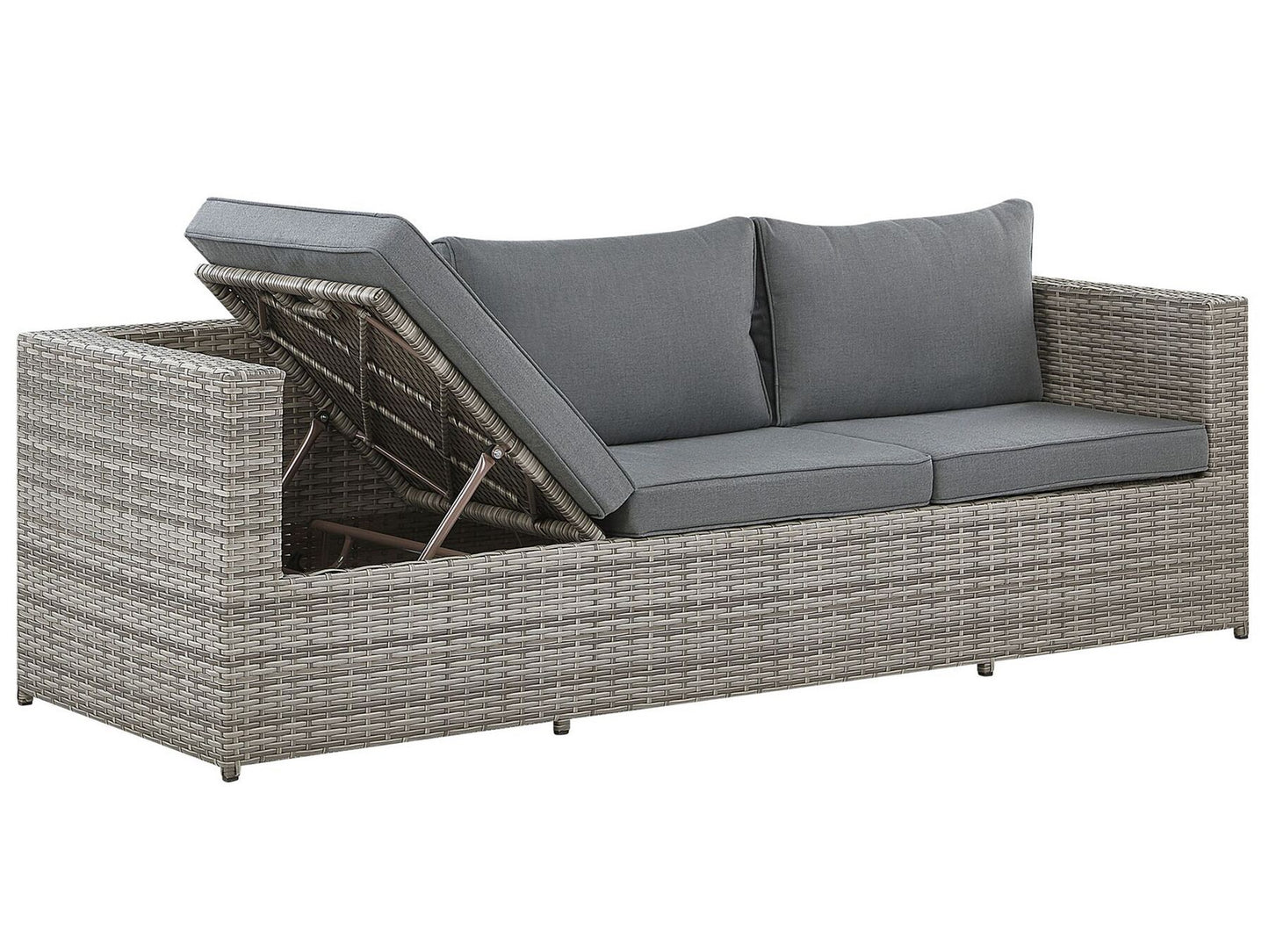 Garden Corner Sofa with Table 5 Seater Left Hand Modular Rattan Light Grey