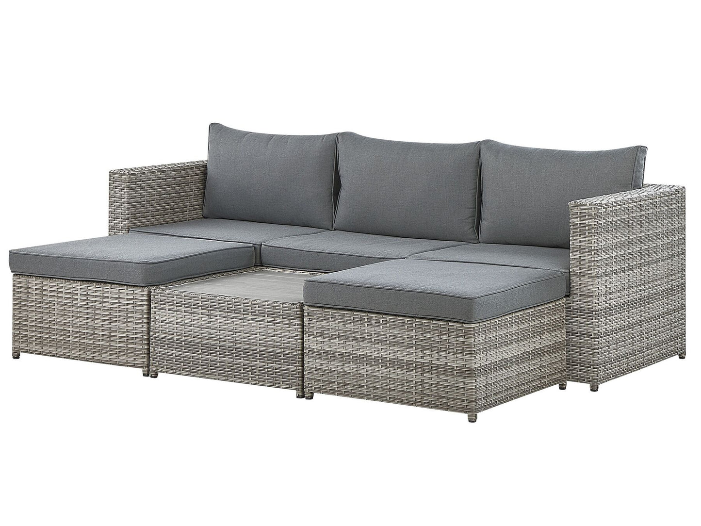 Garden Corner Sofa with Table 5 Seater Left Hand Modular Rattan Light Grey