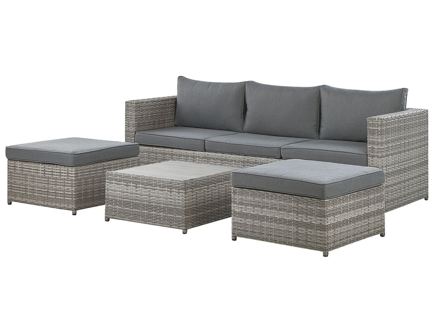 Garden Corner Sofa with Table 5 Seater Left Hand Modular Rattan Light Grey
