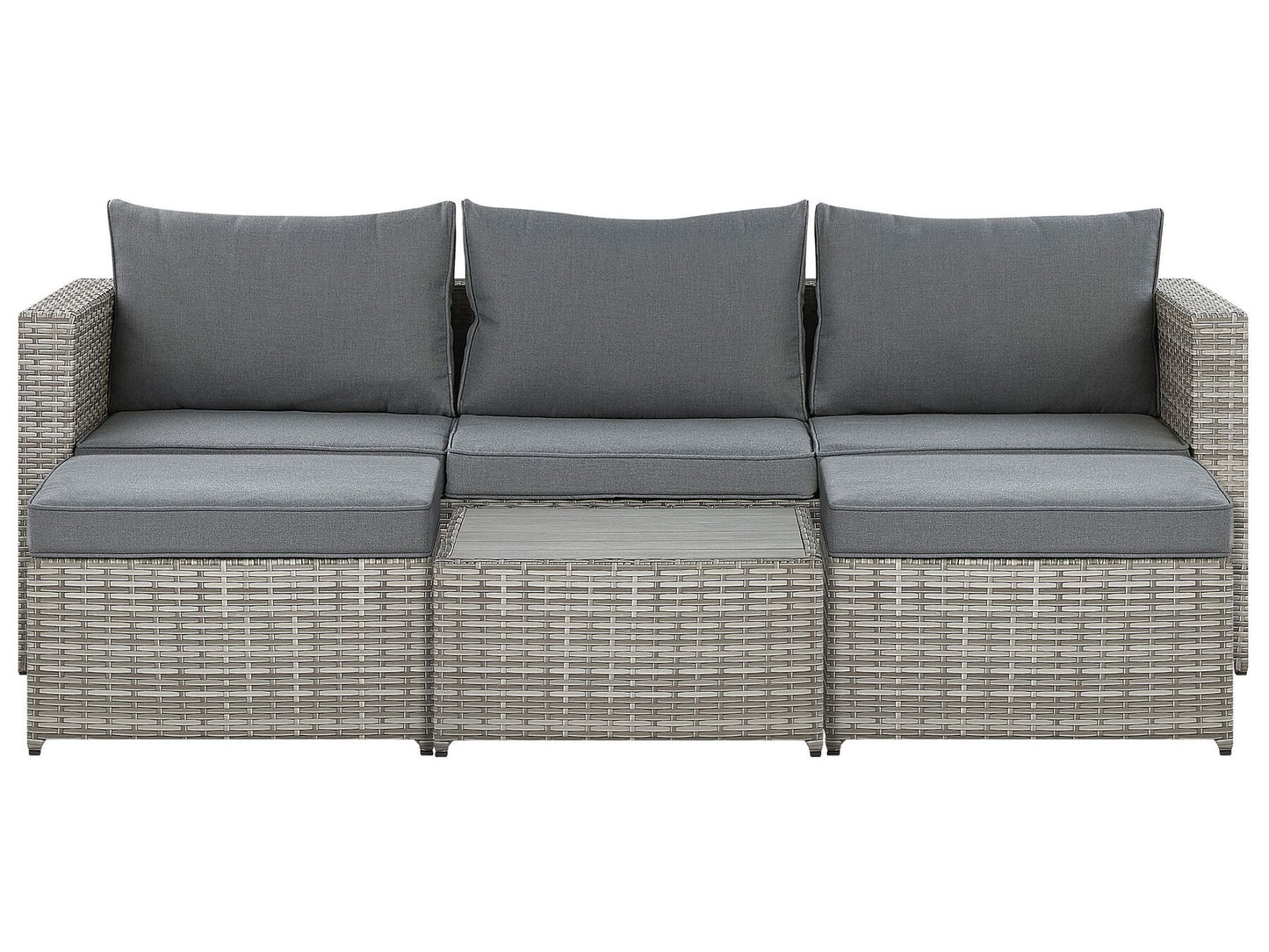 Garden Corner Sofa with Table 5 Seater Left Hand Modular Rattan Light Grey