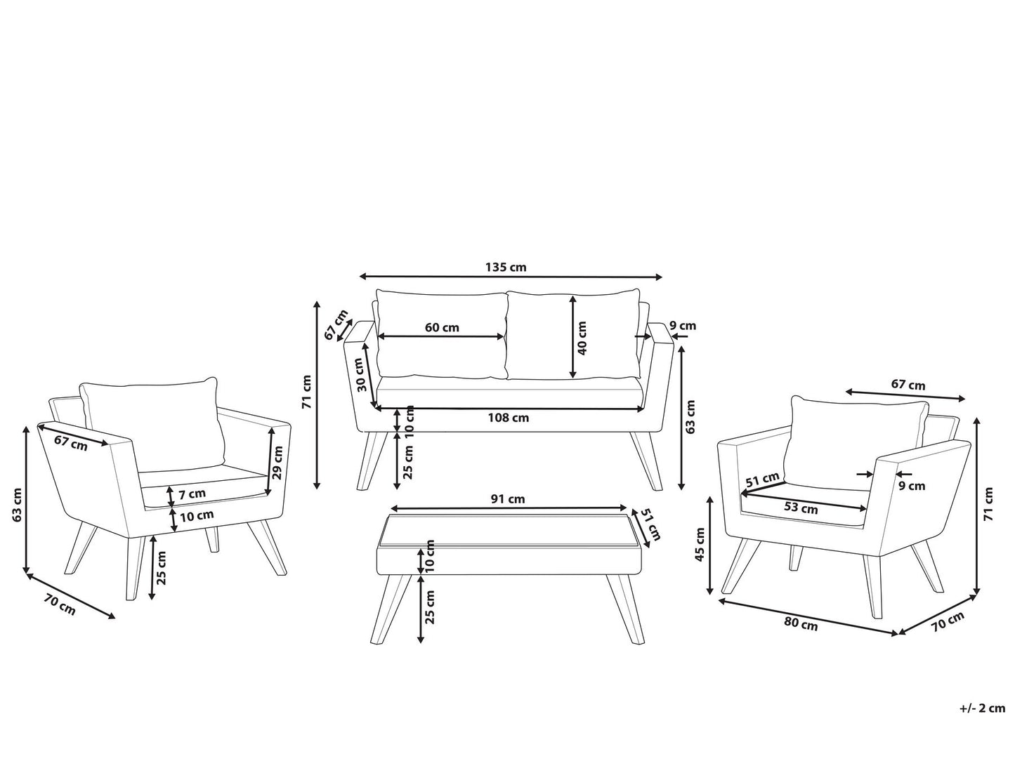 Garden Lounge Set with Table 4 Seater VITTORIA PE Rattan Grey