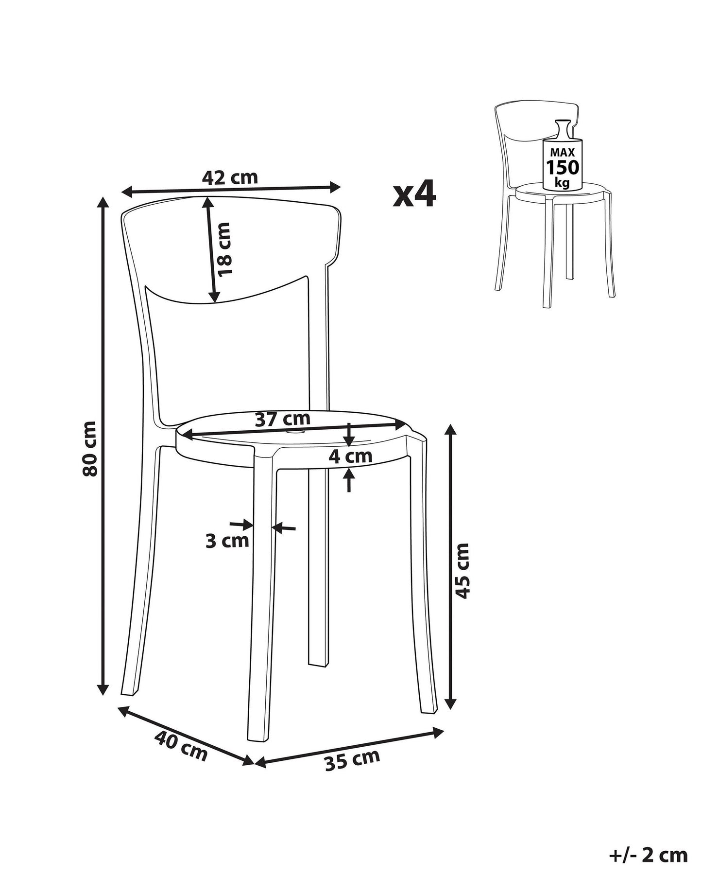 Set of 4 Garden Chairs VIESTE Black