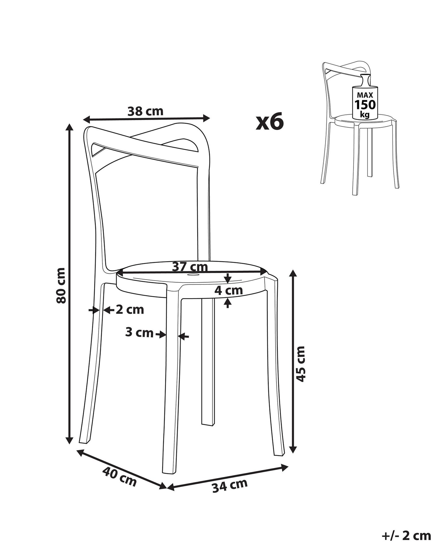 Set of 6 Garden Chairs CAMOGLI Turquoise