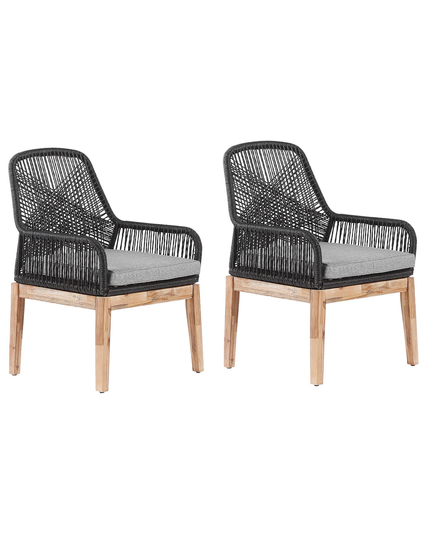 Set of 2 Garden Chairs with Cushions OLBIA Synthetic Material Black