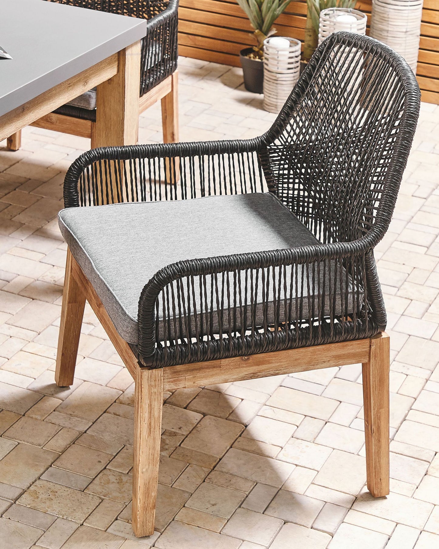 Set of 2 Garden Chairs with Cushions OLBIA Synthetic Material Black