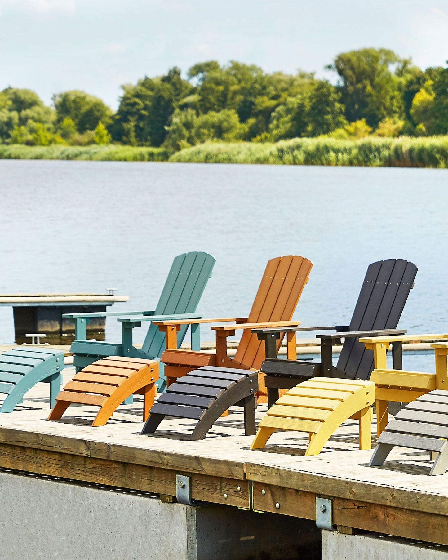 Garden Chair ADIRONDACK with Footstool Brown