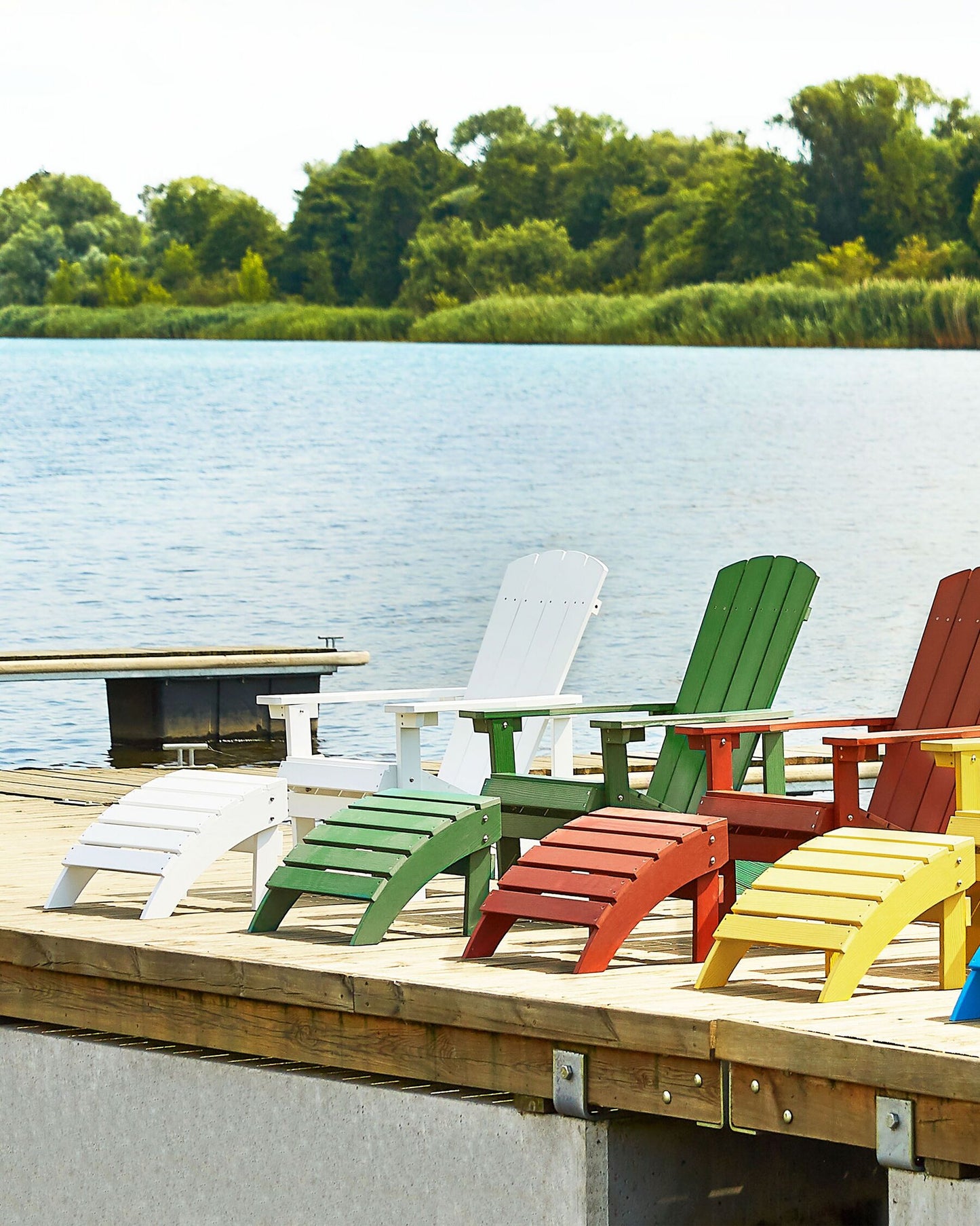 Garden Chair ADIRONDACK with Footstool White