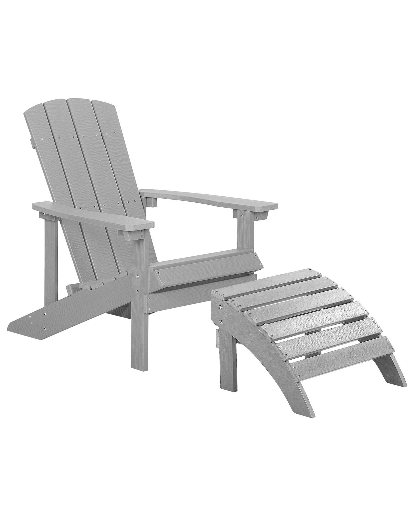 Garden Chair ADIRONDACK with Footstool Light Grey