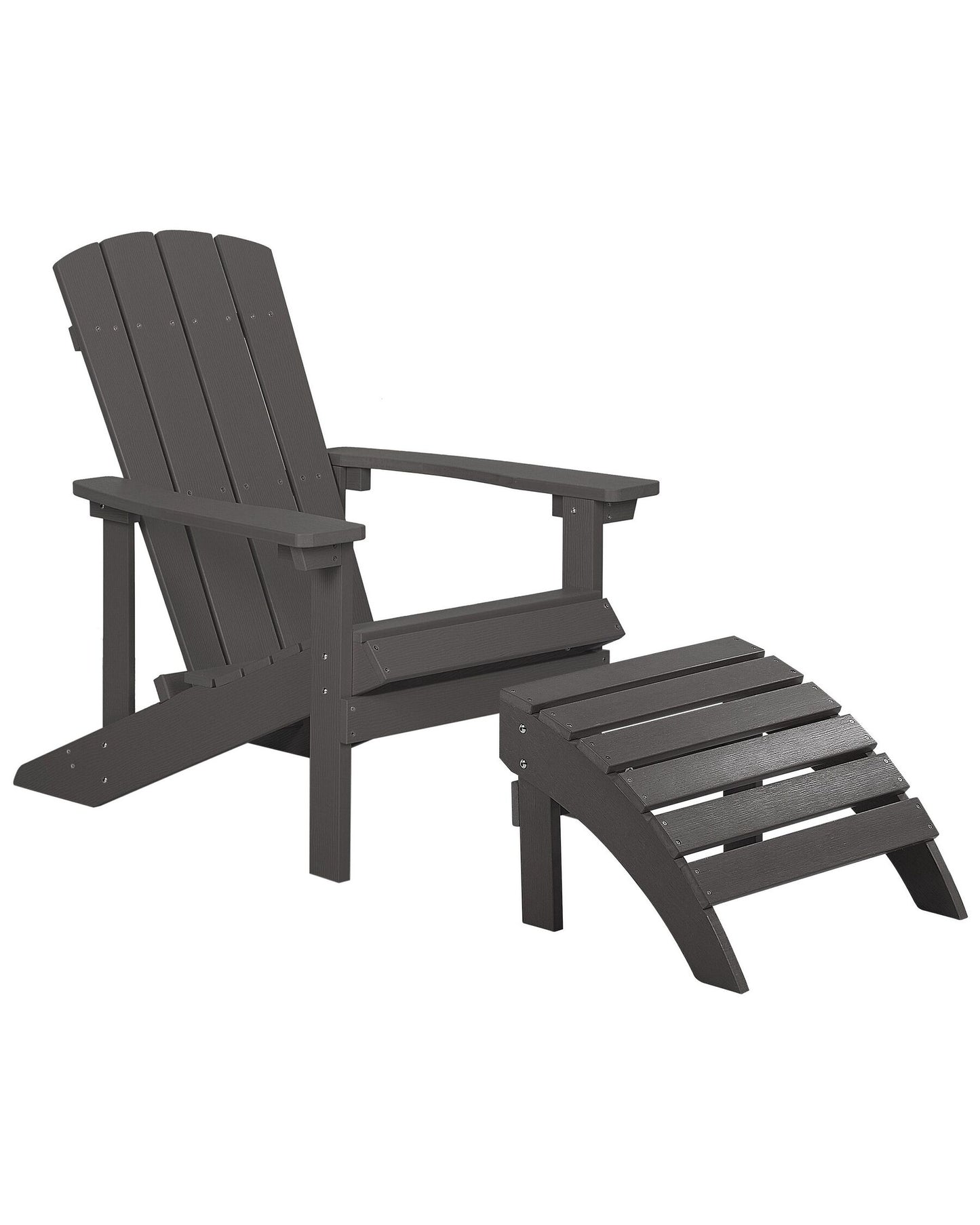Garden Chair ADIRONDACK with Footstool Dark Grey