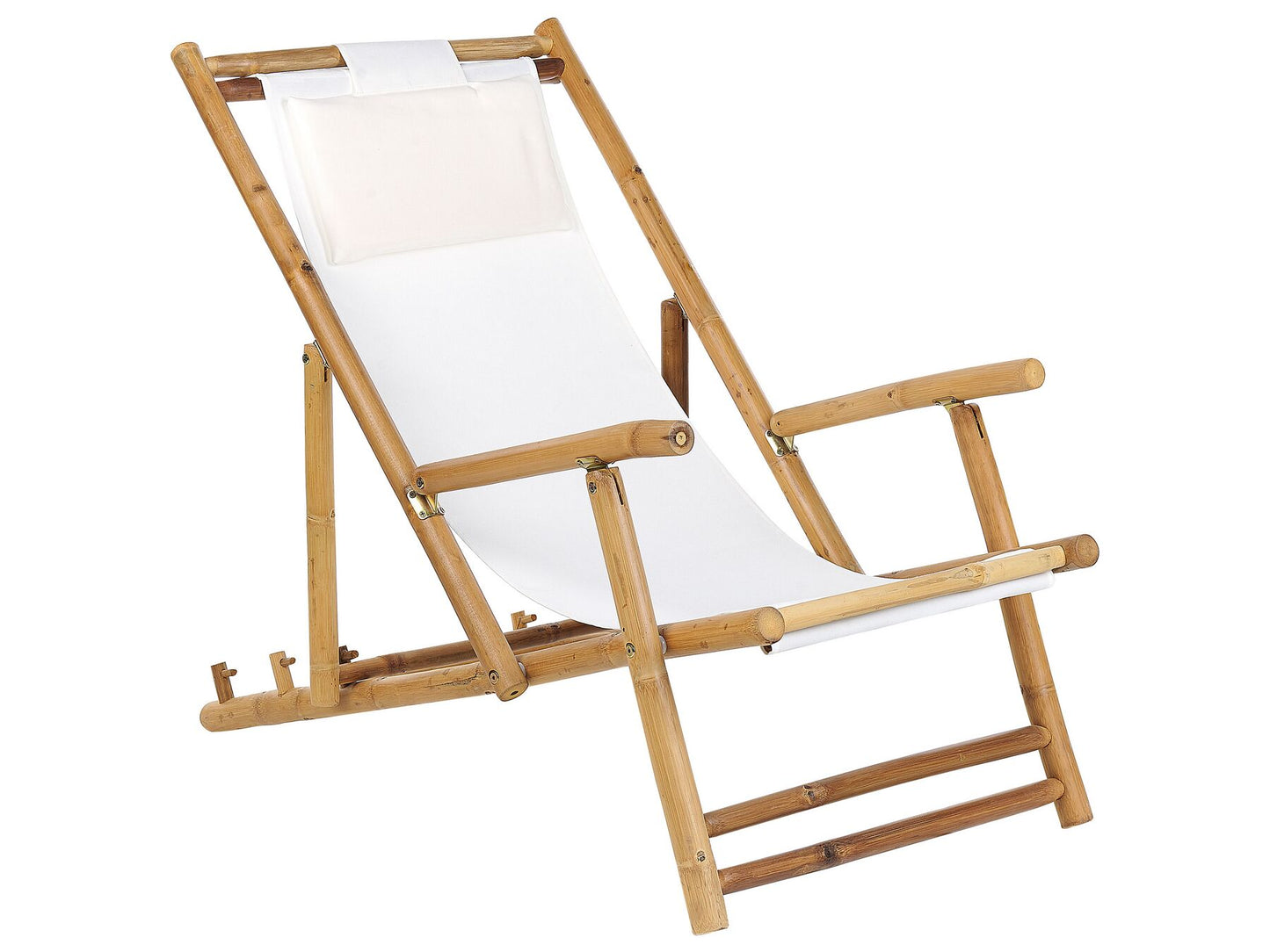 Set of 2 Folding Deck Chairs ATRANI Bamboo Wood Light Beige