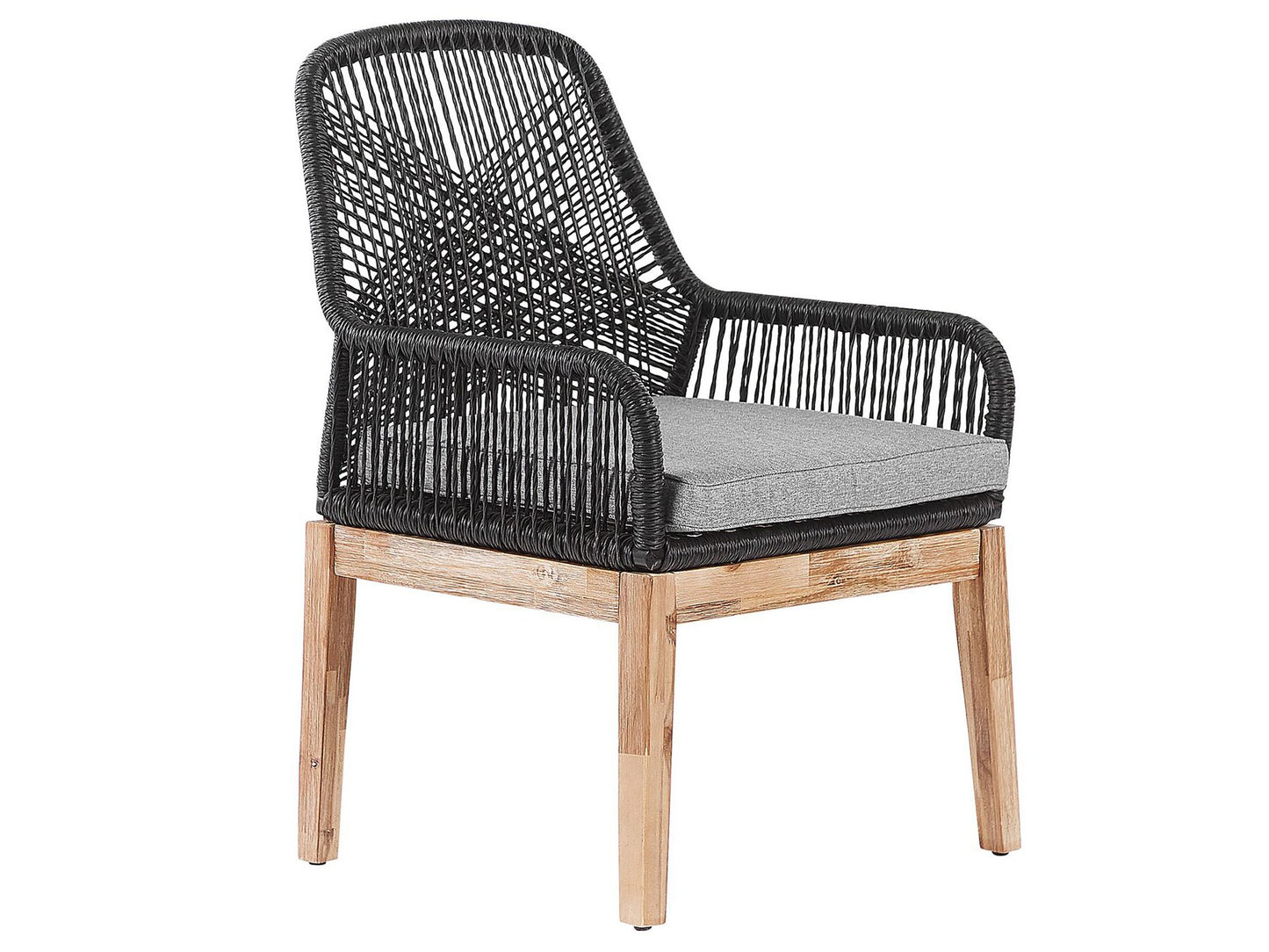 Garden Dining Set 4 Seater OLBIA with Cushions Concrete Black