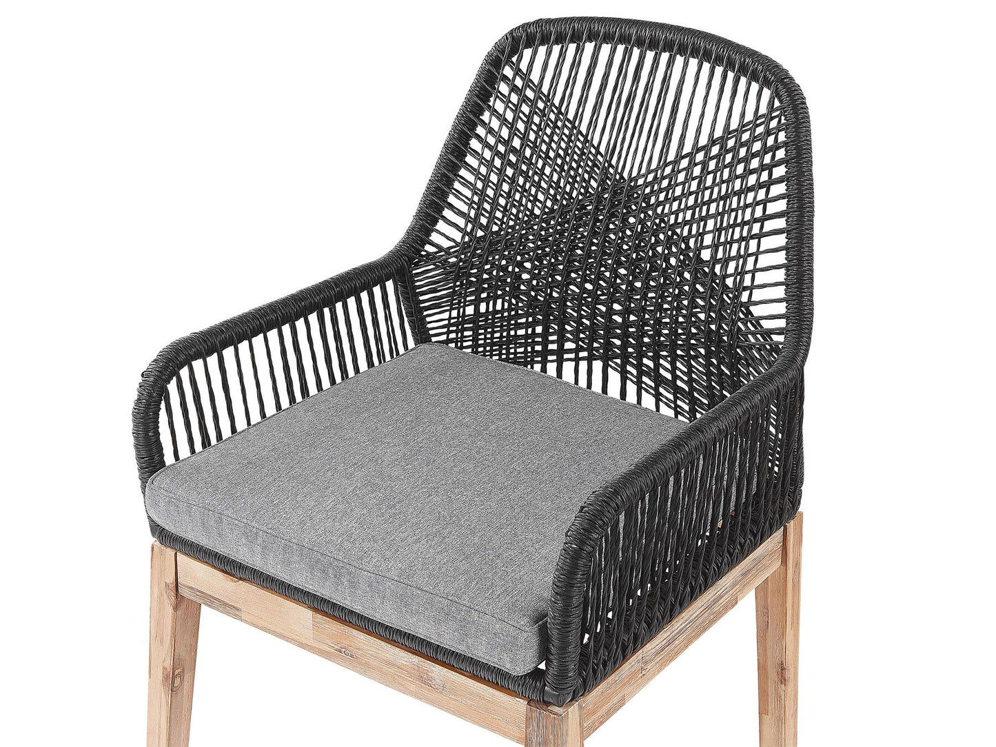 Garden Dining Set 4 Seater OLBIA with Cushions Concrete Black