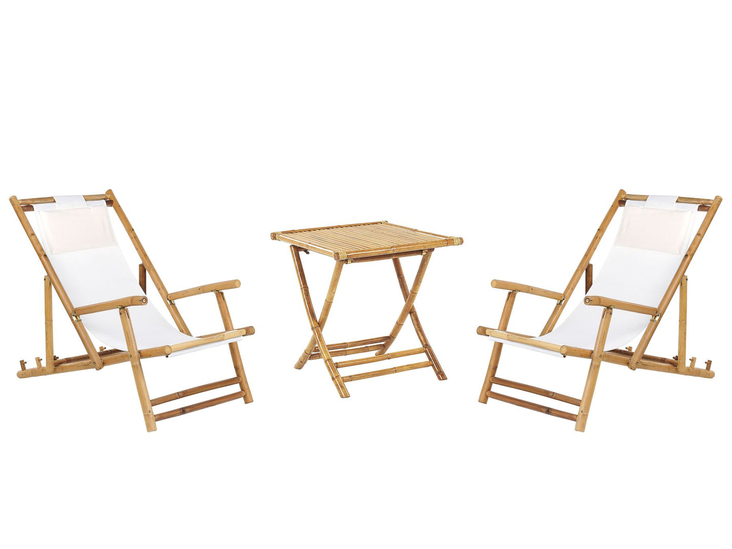 Set of 2 Folding Deck Chairs ATRANI Bamboo Wood Light Beige