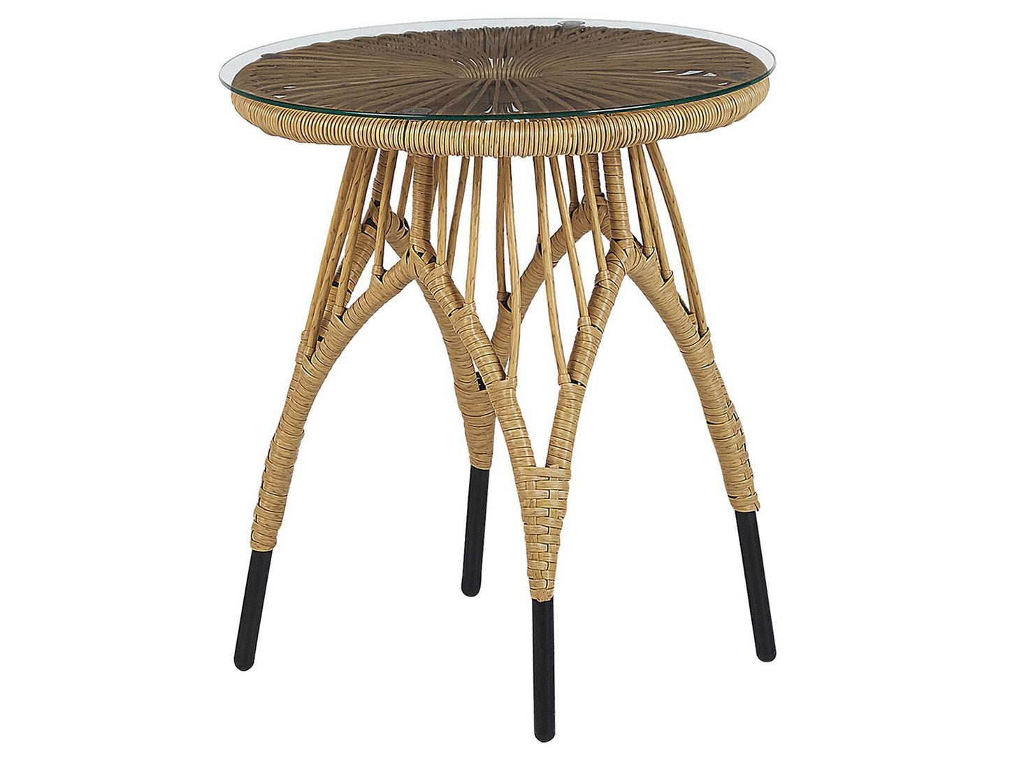 Bistro Set with Cushions PELLARO PE Rattan Black