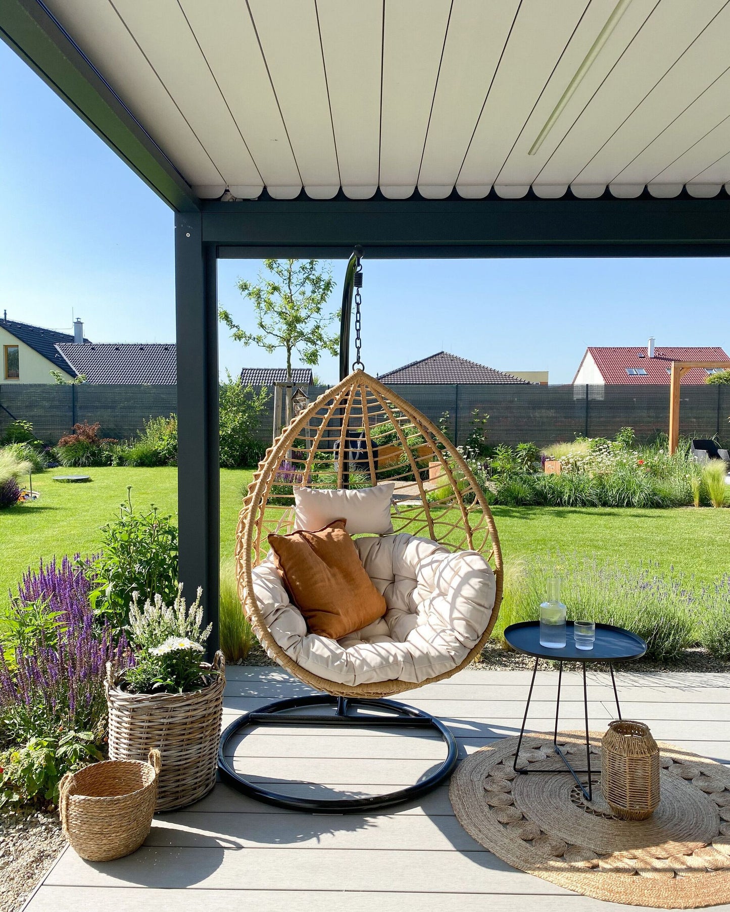 Hanging Chair with Stand ARSITA PE Rattan Natural