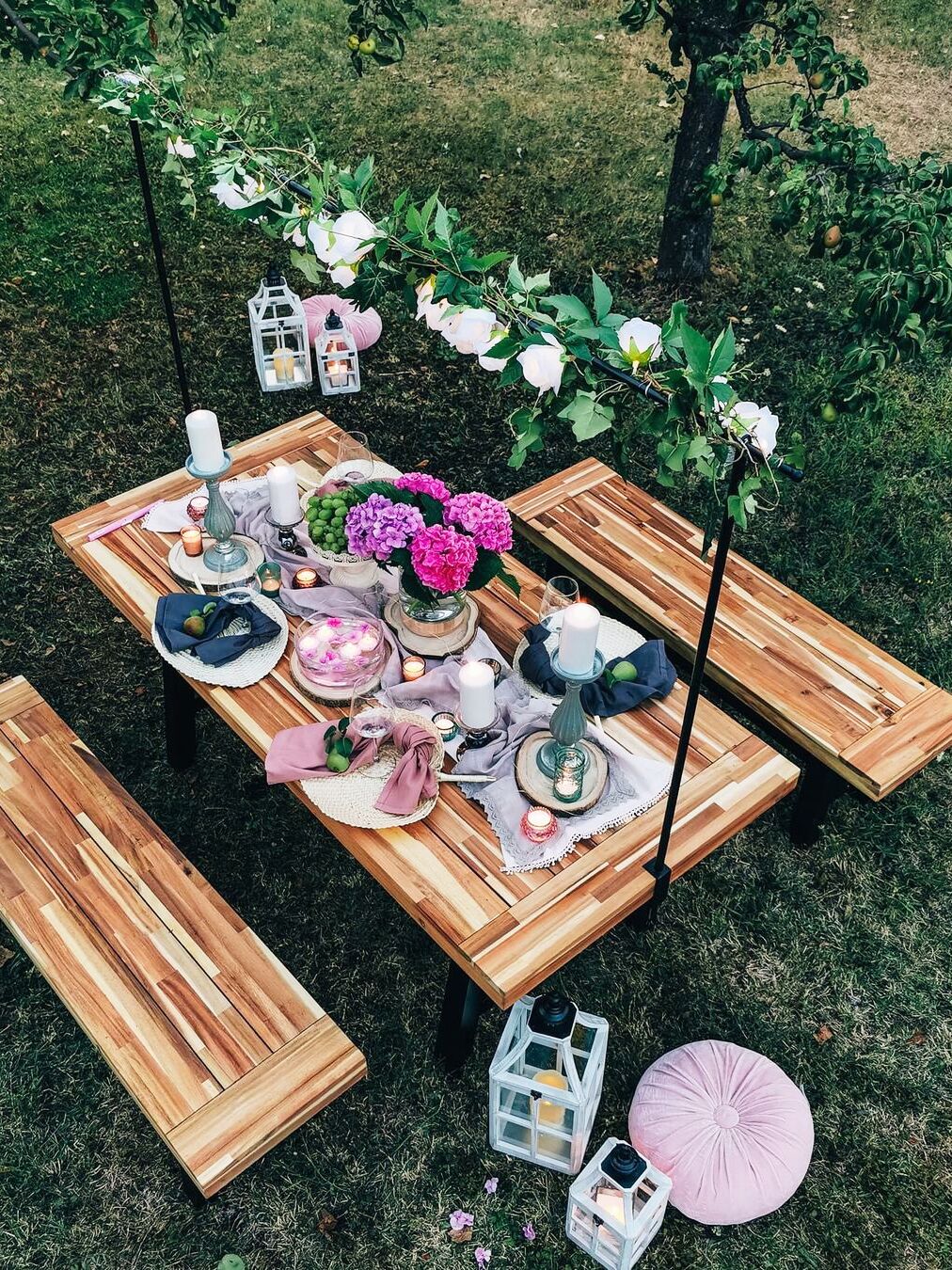Garden Dining Set 6 Seater SCANIA Acacia Wood Black