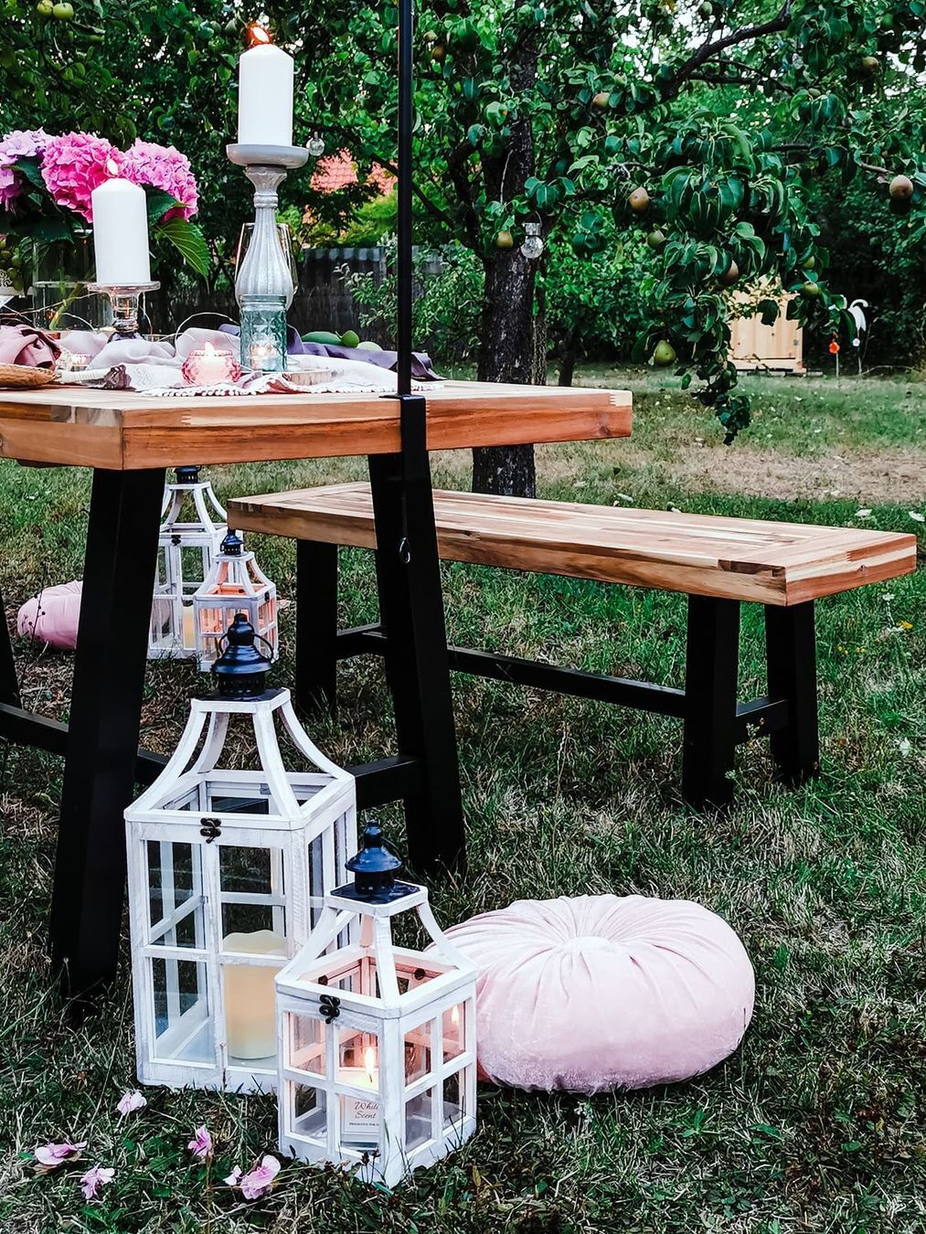 Garden Dining Set 6 Seater SCANIA Acacia Wood Black