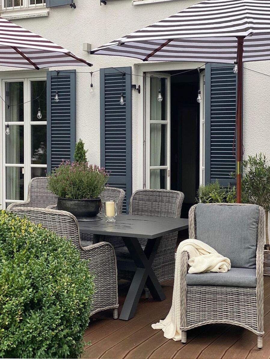 Garden Dining Set 6 Seater CASCAIS with Cushions PE Rattan Grey