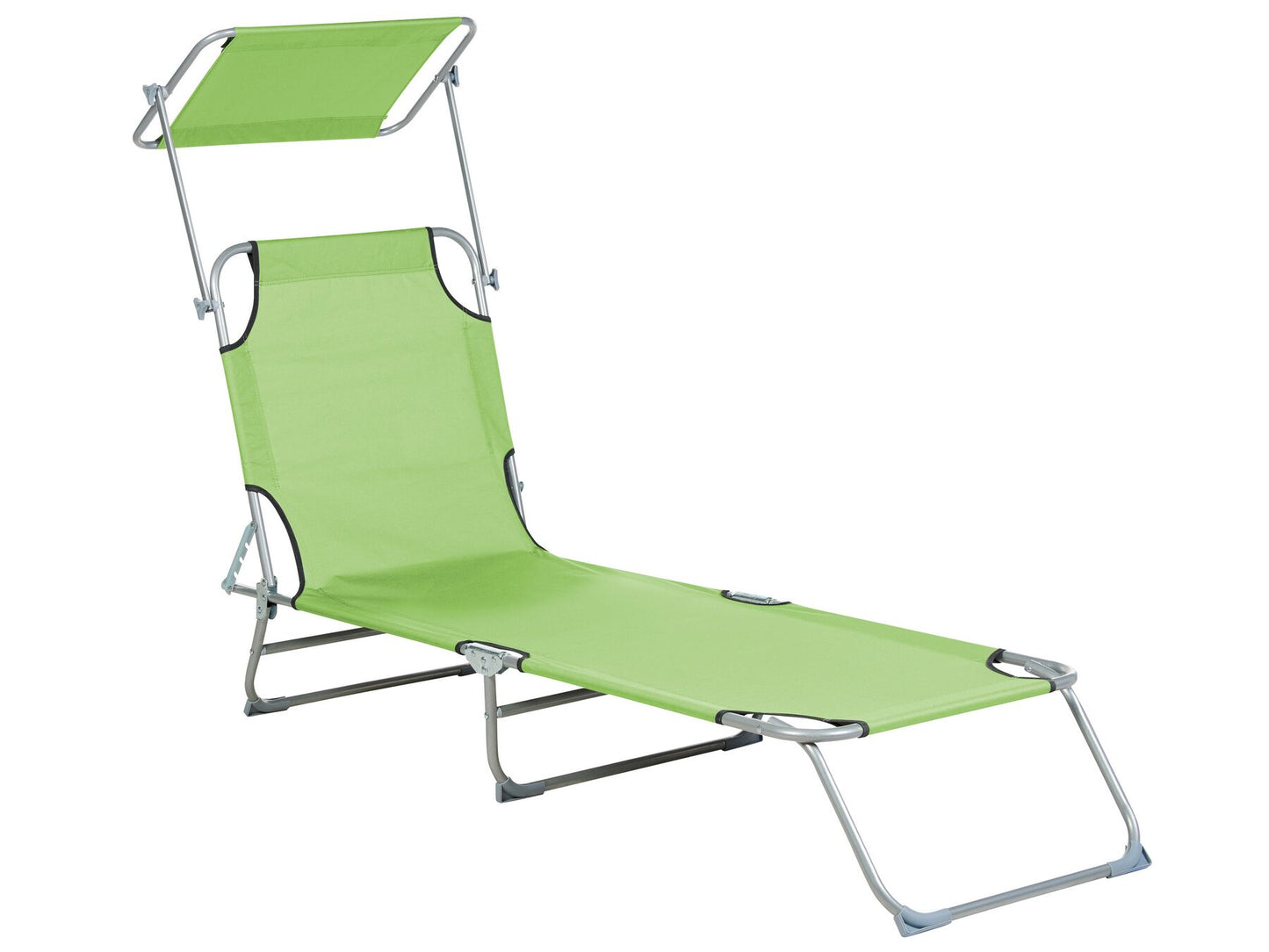 Steel Reclining Sun Lounger with Canopy Lime Green FOLIGNO