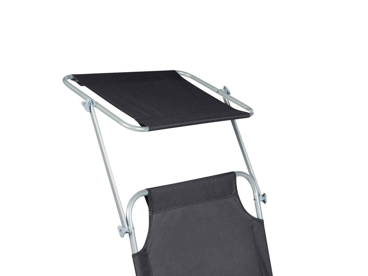 Steel Reclining Sun Lounger with Canopy Black FOLIGNO