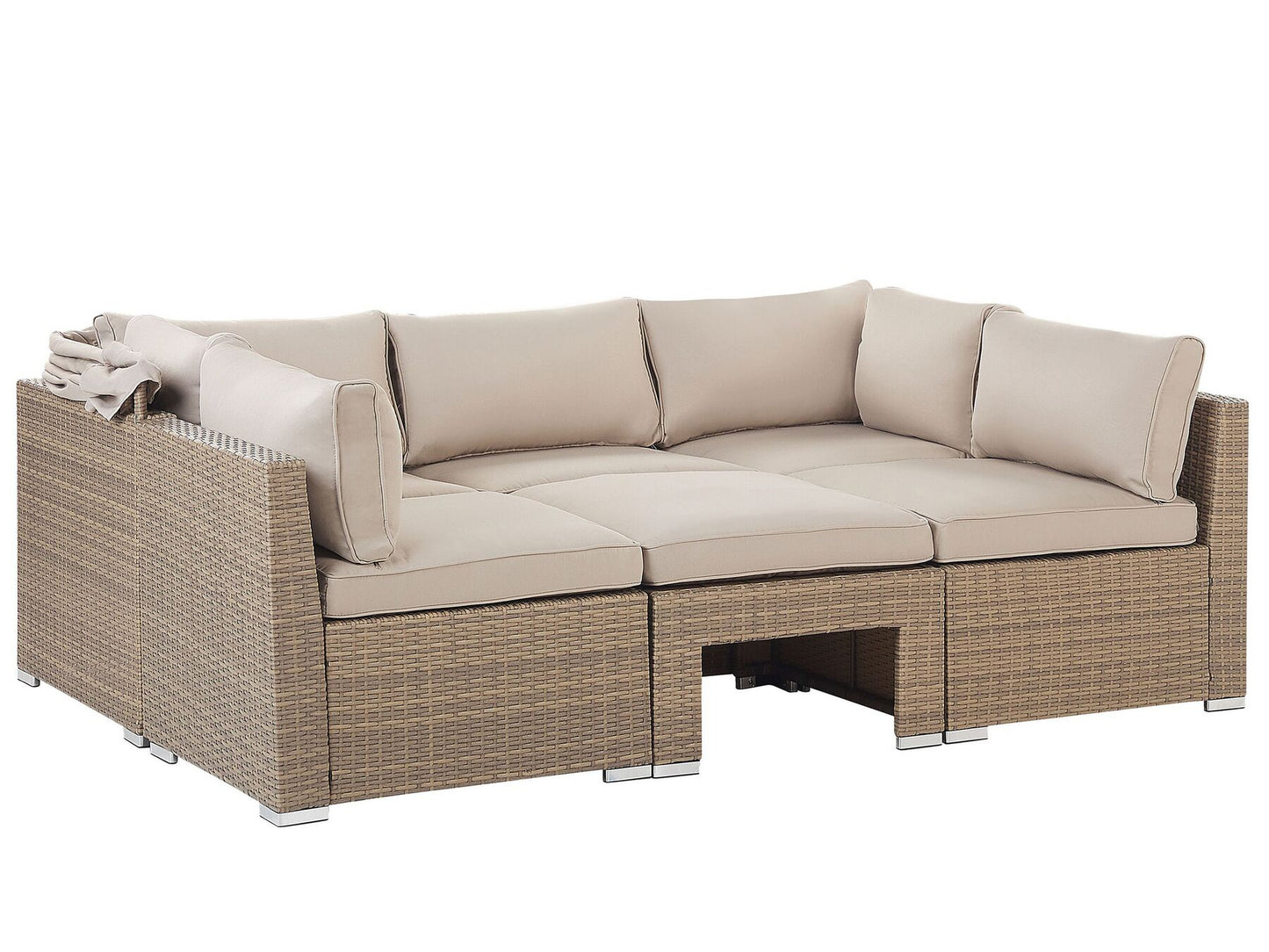 Garden Lounge Set with Table 5 Seater COCCOLIA Modular PE Rattan Beige