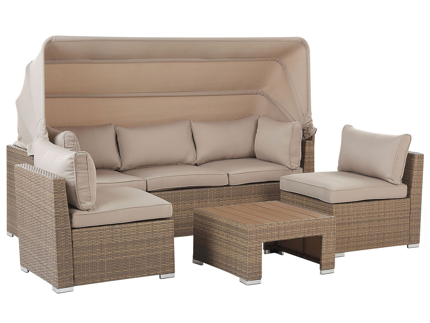 Garden Lounge Set with Table 5 Seater COCCOLIA Modular PE Rattan Beige