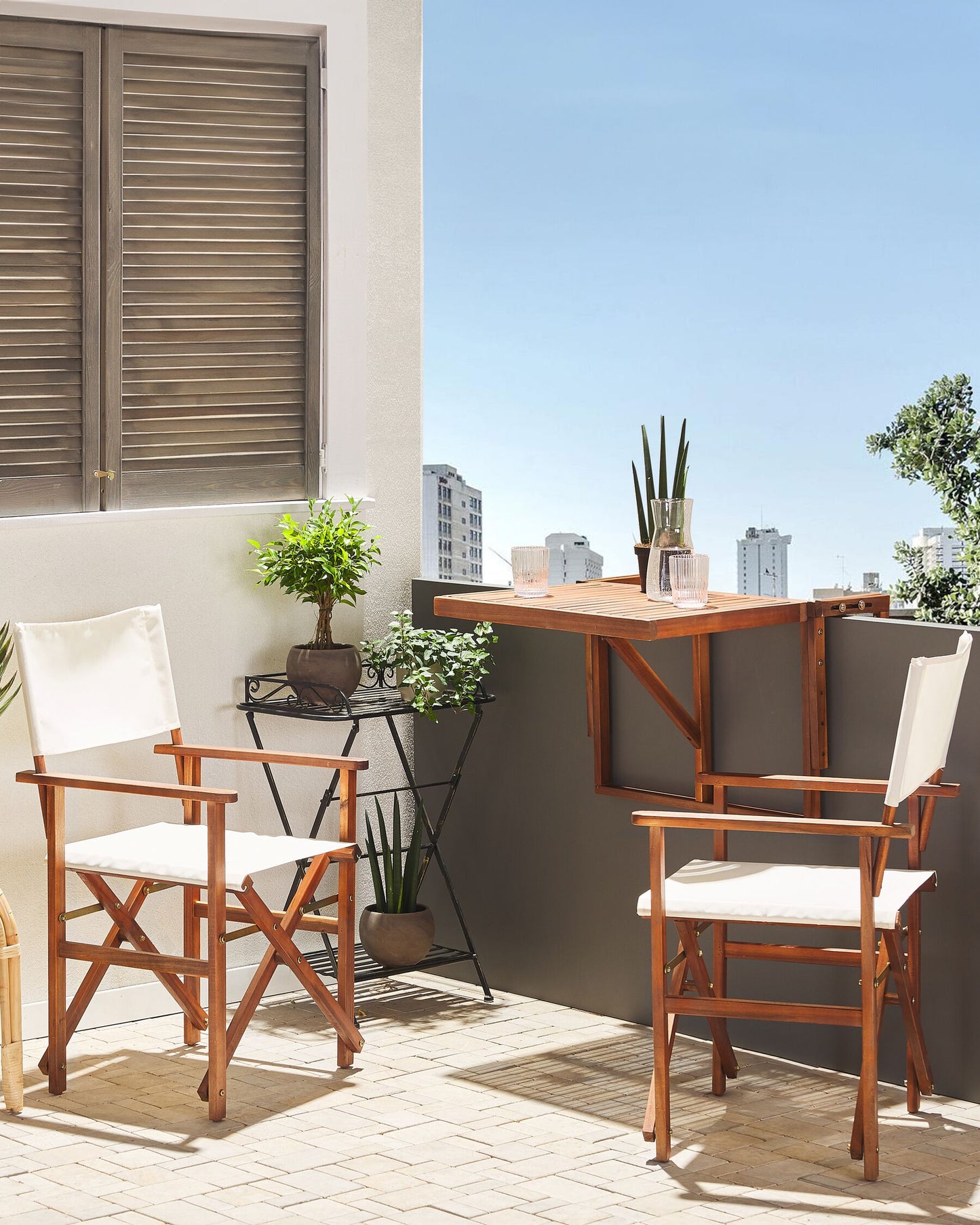 Set of 2 Garden Chairs CINE Acacia Wood Off-White