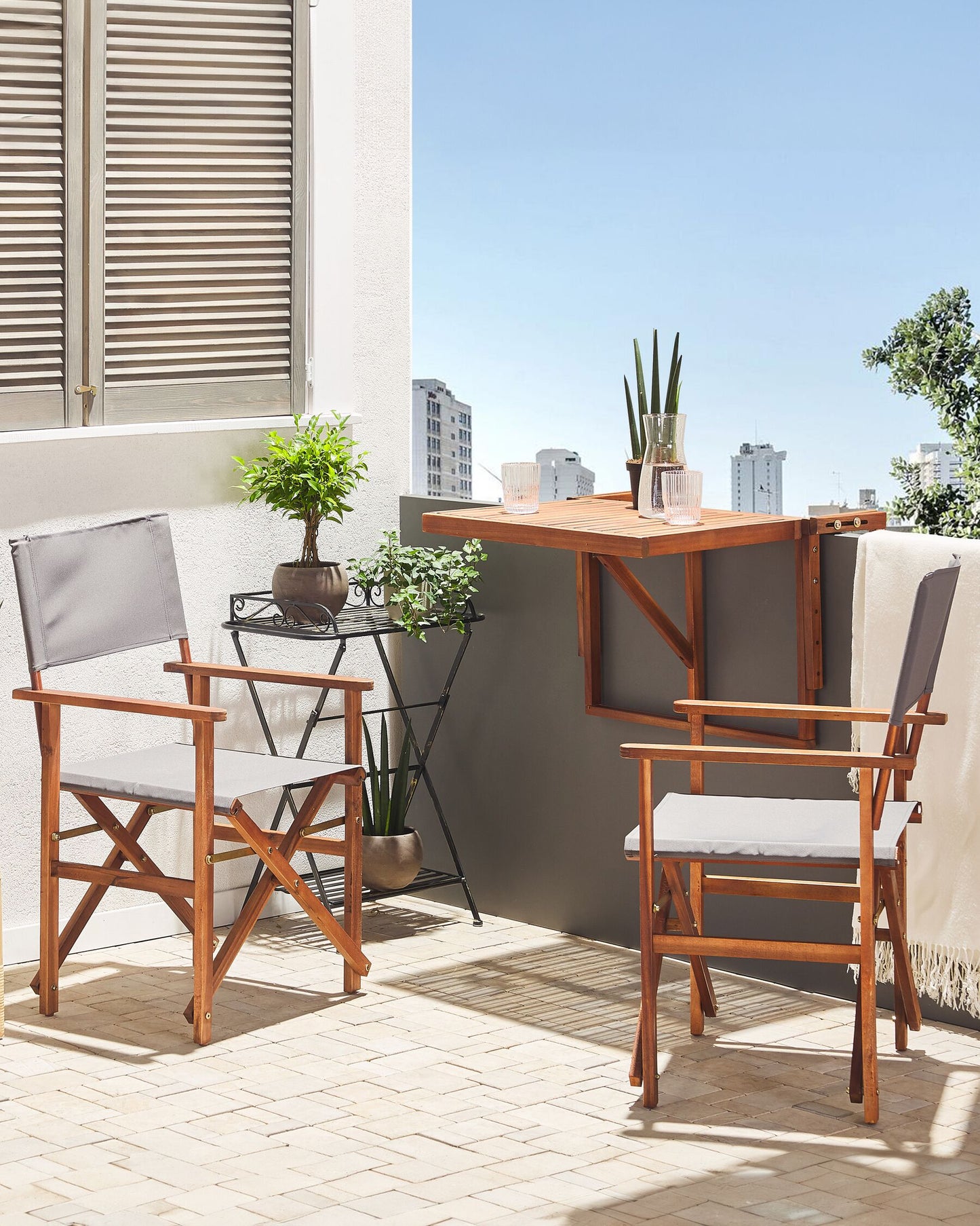 Set of 2 Garden Chairs CINE Acacia Wood Grey