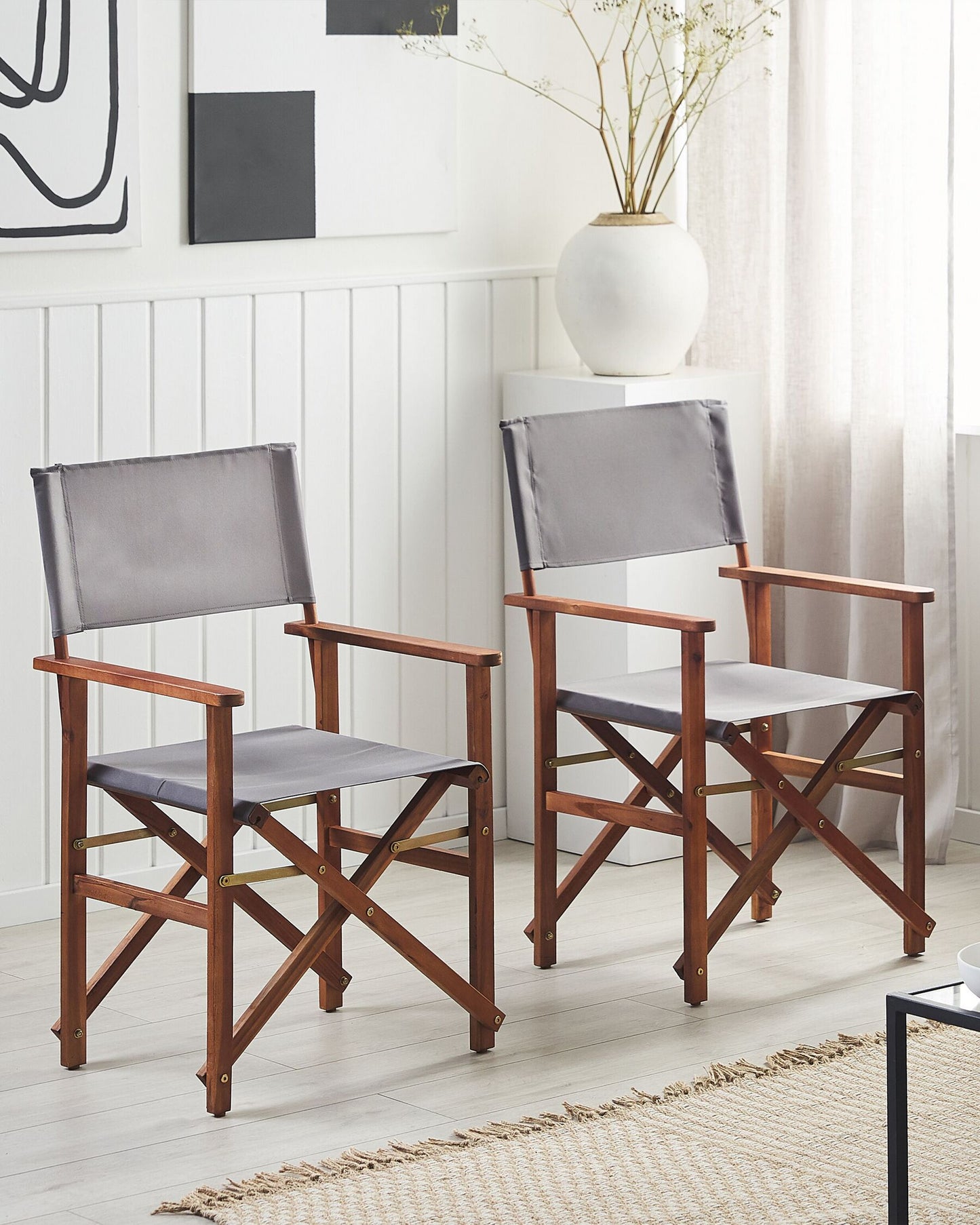 Set of 2 Garden Chairs CINE Acacia Wood Grey