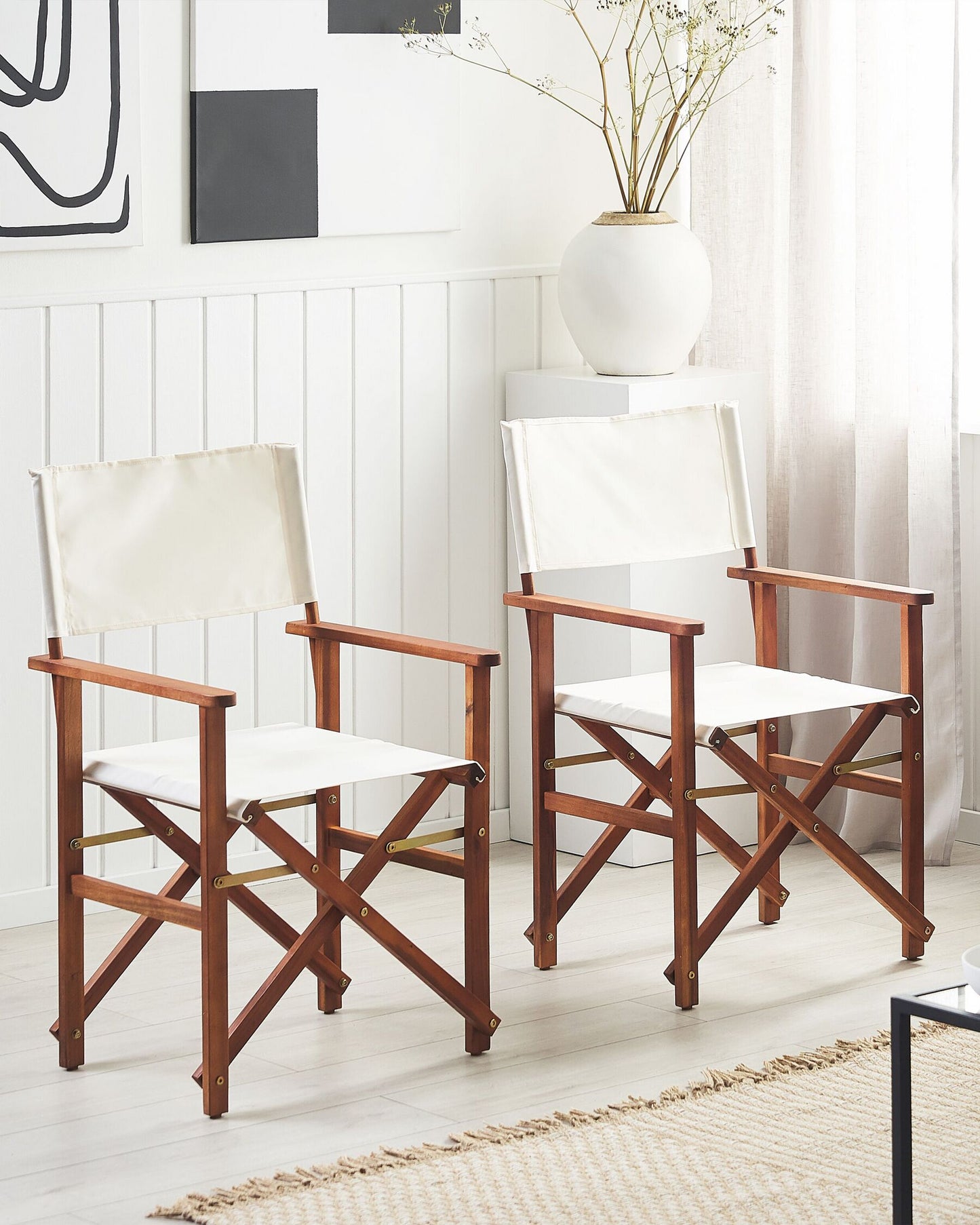 Set of 2 Garden Chairs CINE Acacia Wood Off-White