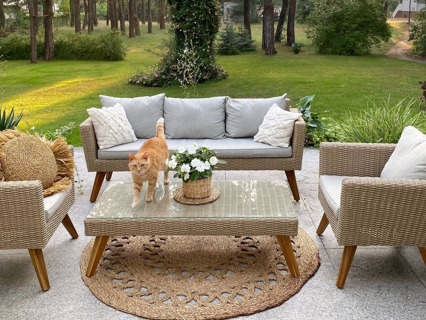 Garden Lounge Set with Table 5 Seater VITTORIA PE Rattan Grey