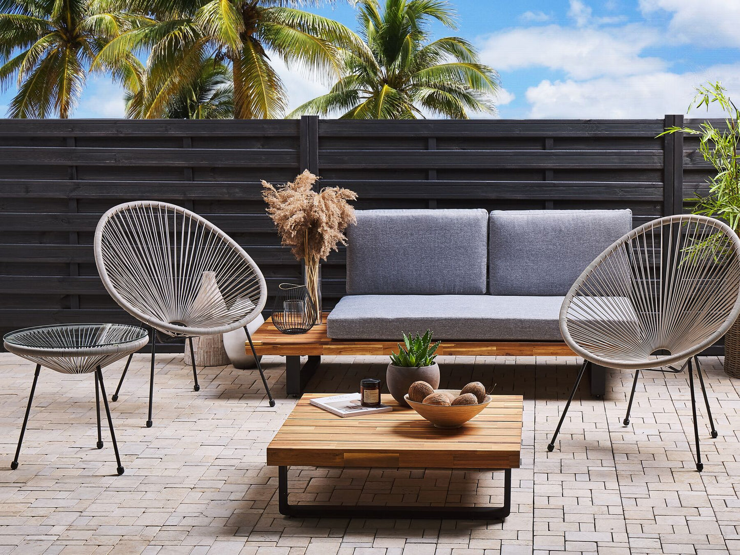 Bistro Set ACAPULCO II PE Rattan Light Grey