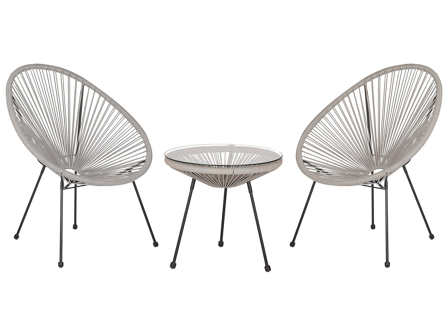 Bistro Set ACAPULCO II PE Rattan Light Grey