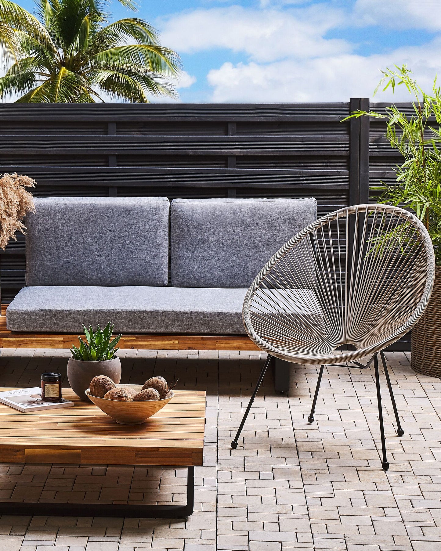 Garden Chair ACAPULCO II PE Rattan Light Grey