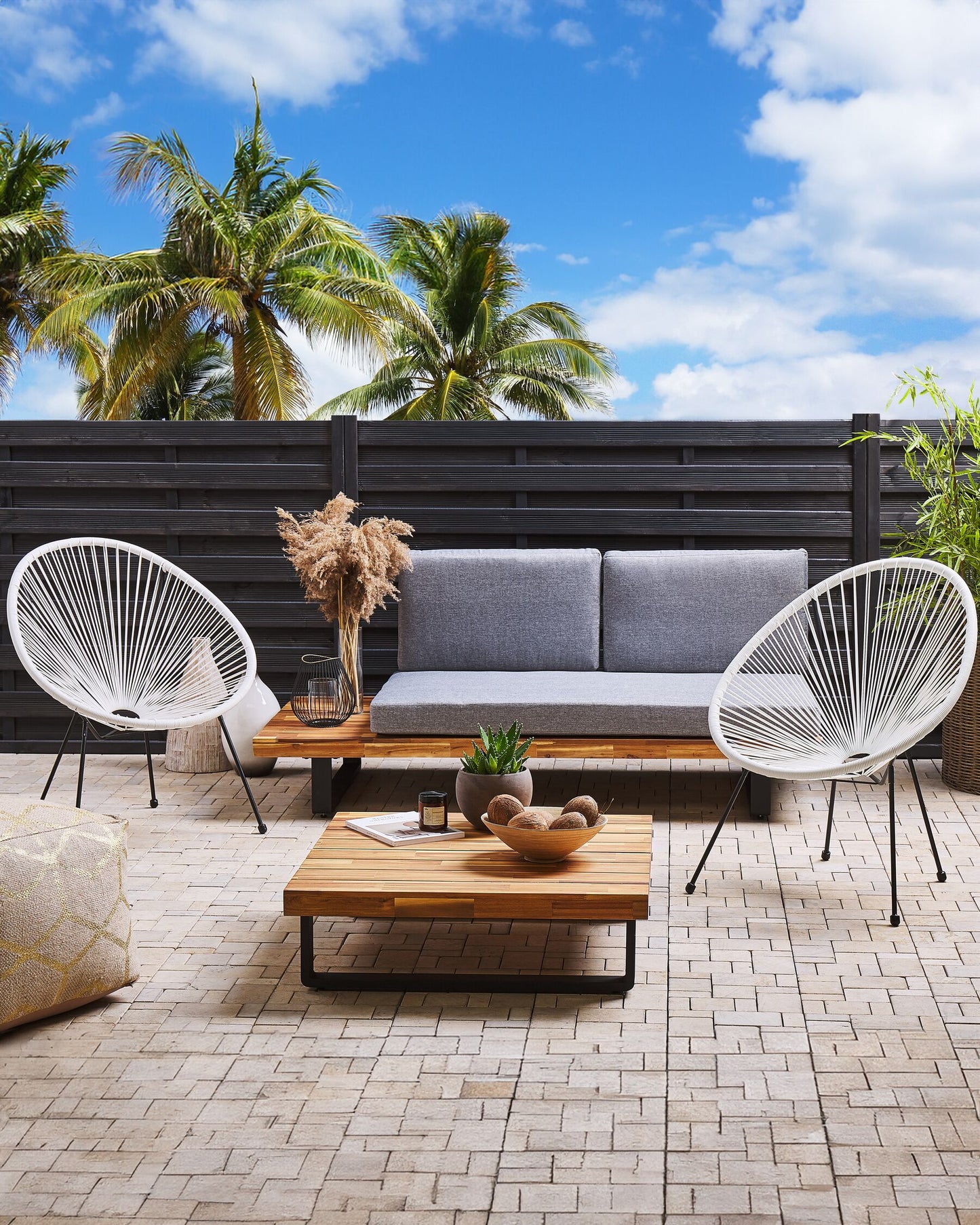 Set of 2 Garden Chairs ACAPULCO II PE Rattan White