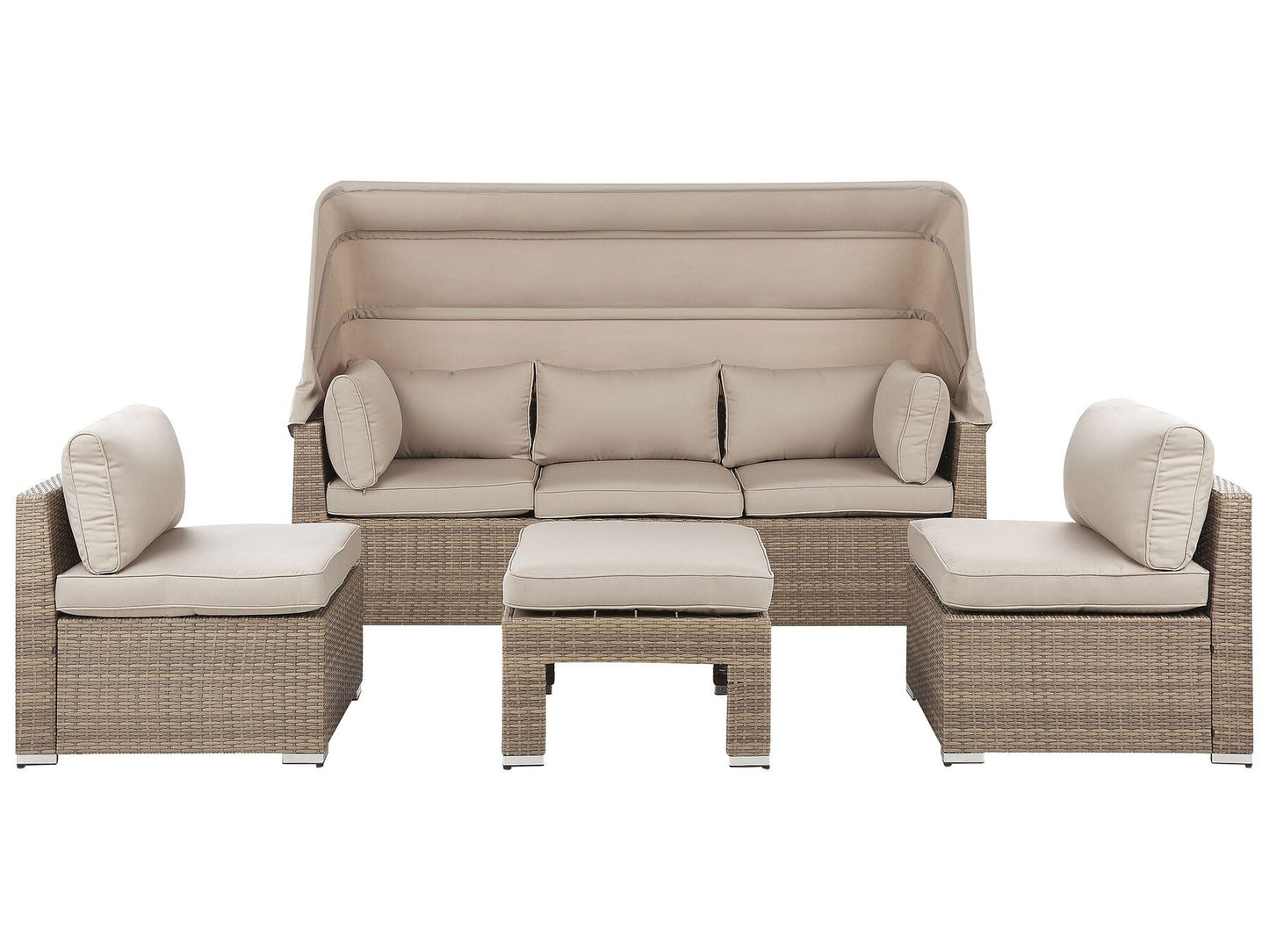 Garden Lounge Set with Table 5 Seater COCCOLIA Modular PE Rattan Beige