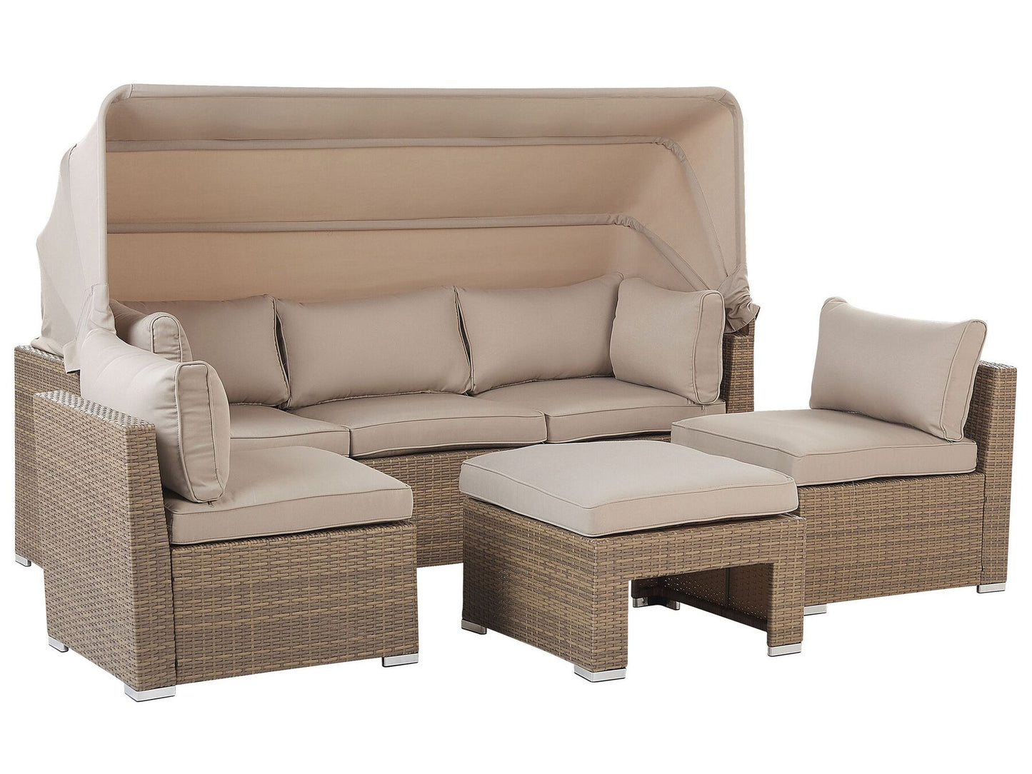 Garden Lounge Set with Table 5 Seater COCCOLIA Modular PE Rattan Beige