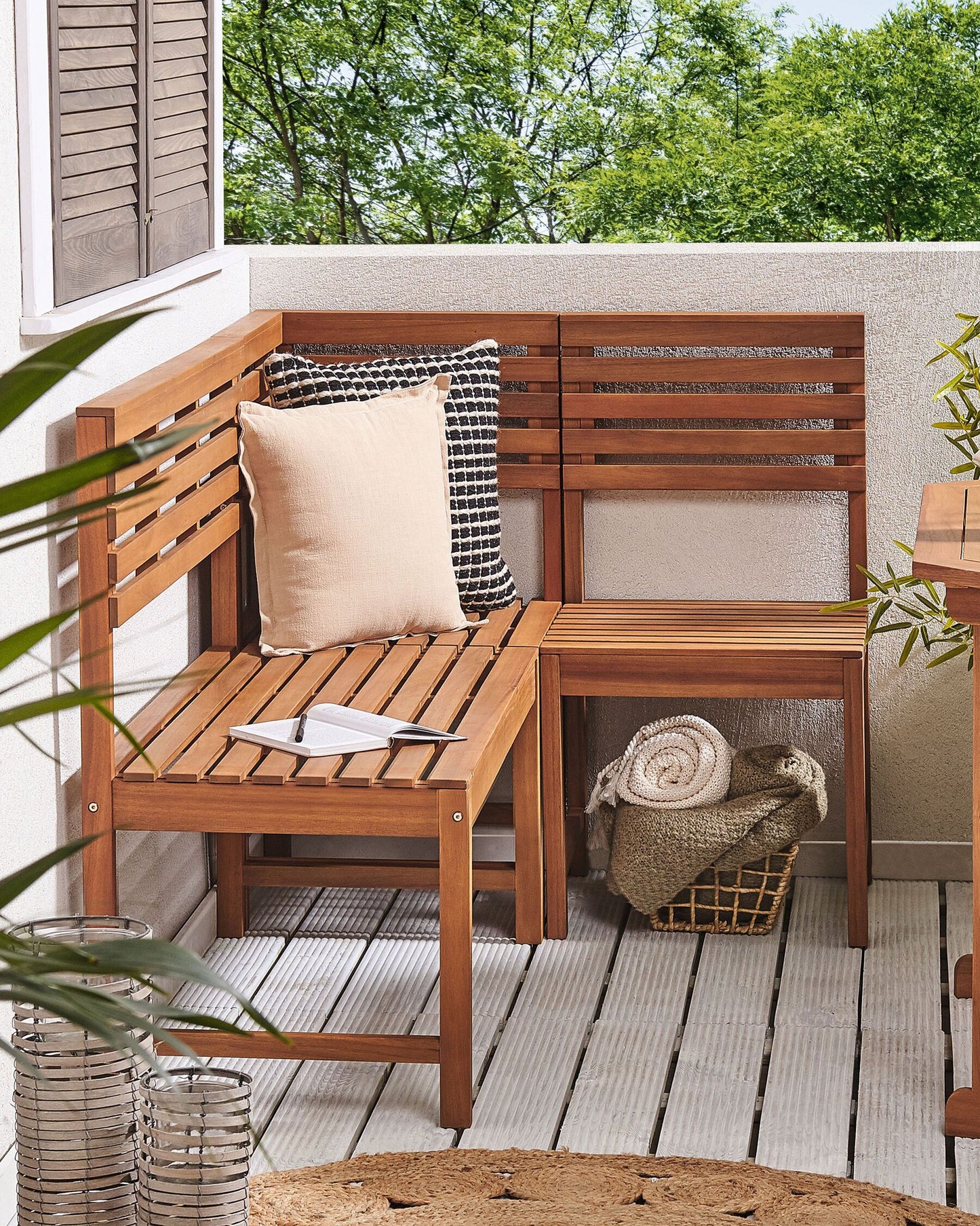 Garden Corner Section TREIA Acacia Wood Brown