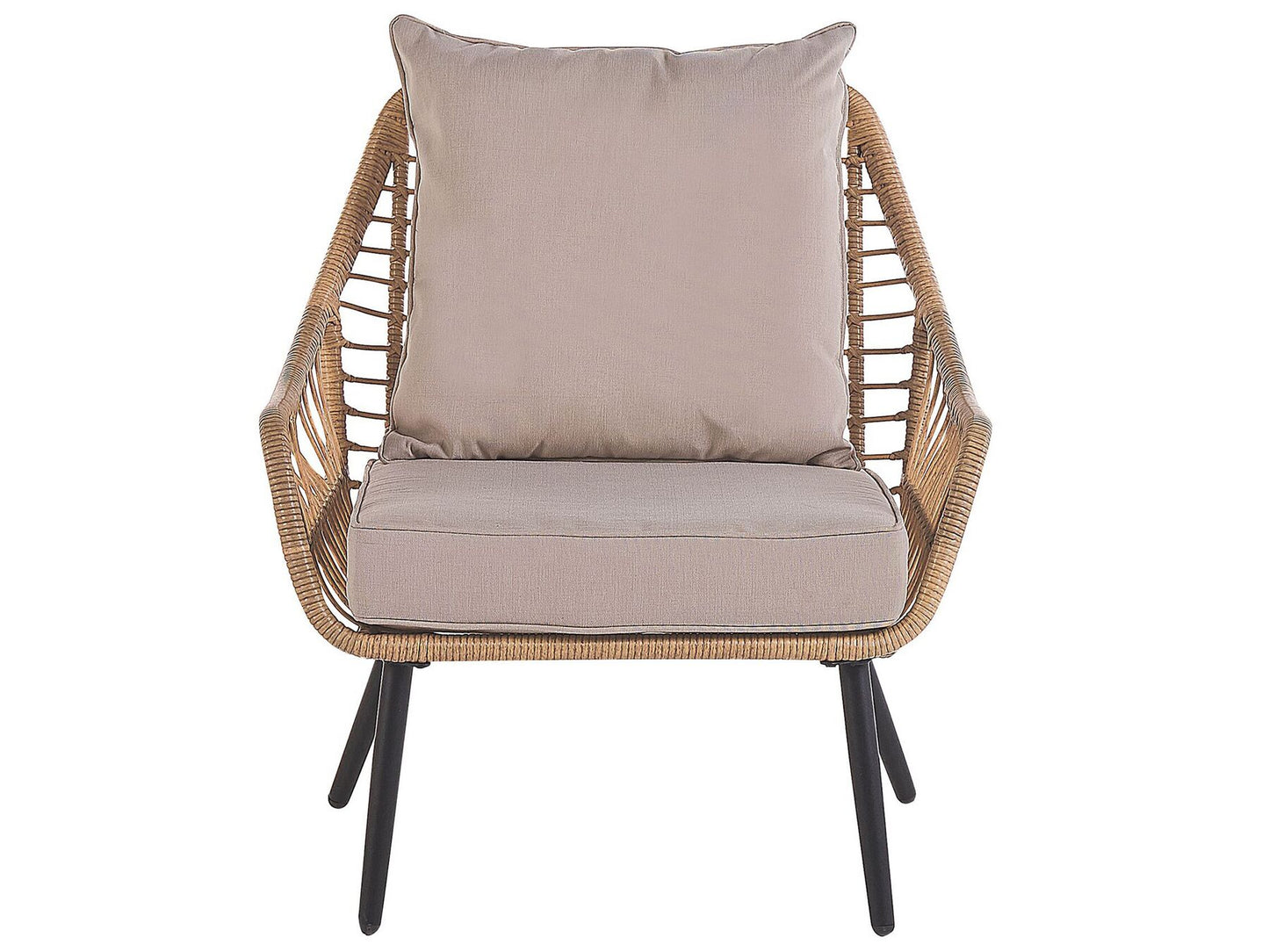 Bistro Set with Cushions LAURETO PE Rattan Natural