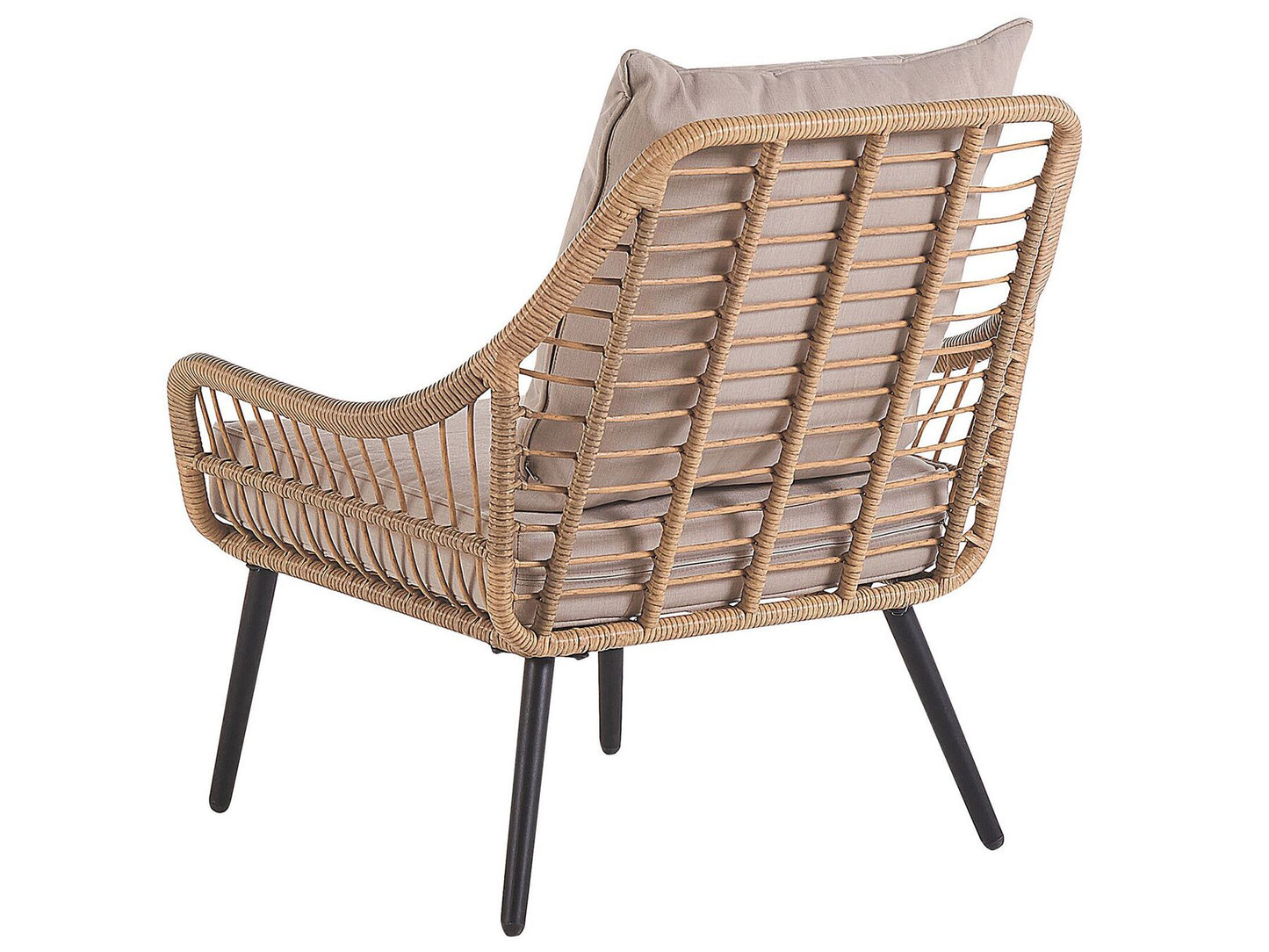 Bistro Set with Cushions LAURETO PE Rattan Natural